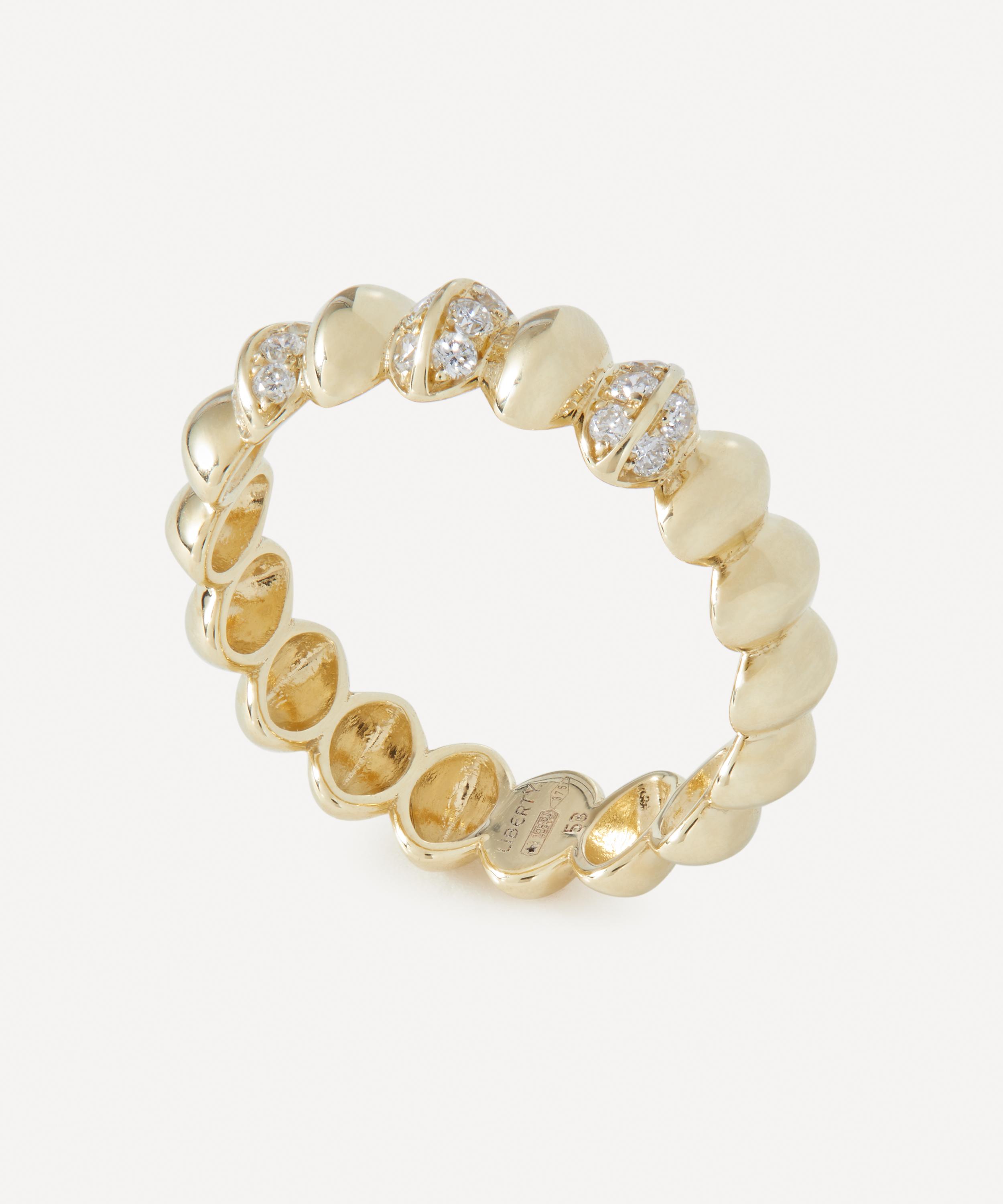 Liberty 9ct Gold Pebble Pave Diamond Ring