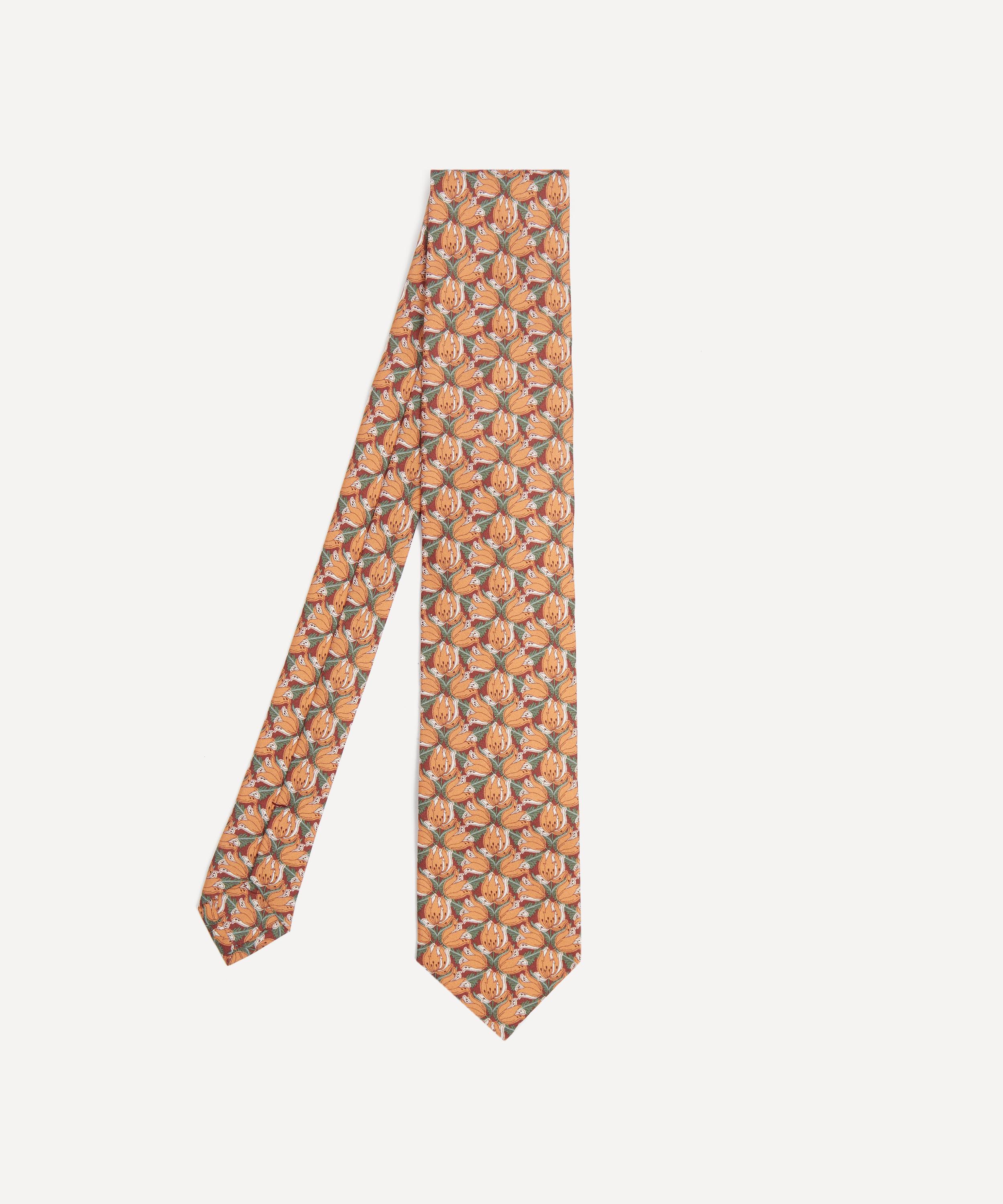 Liberty Mens Evelyn Trail Silk Tie In Brown