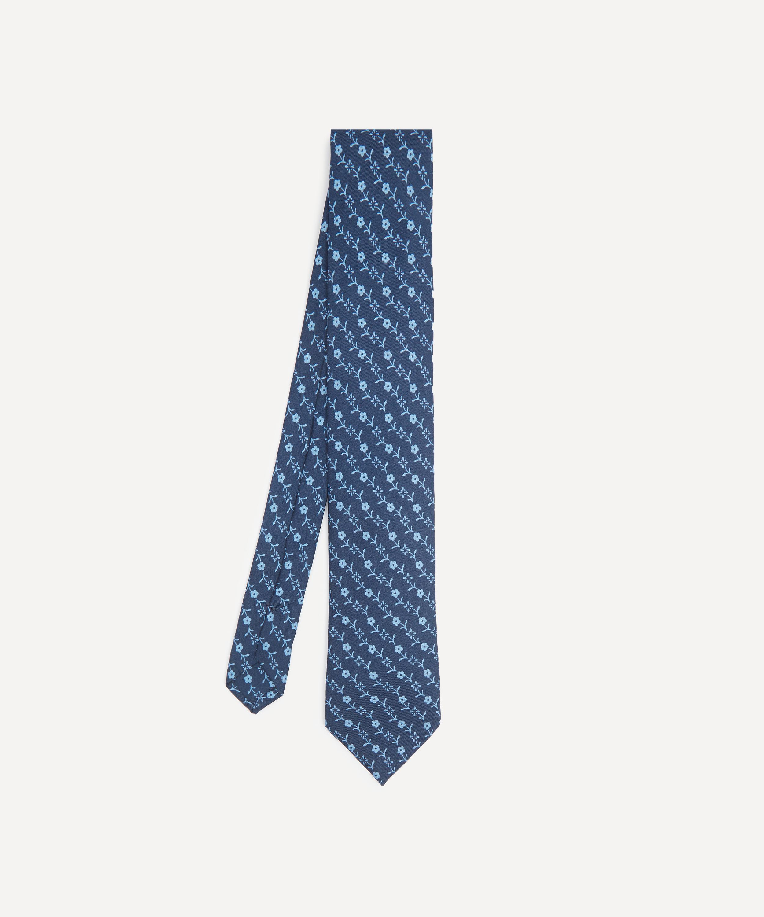 Liberty Mens Needlework Floral Silk Tie In Blue