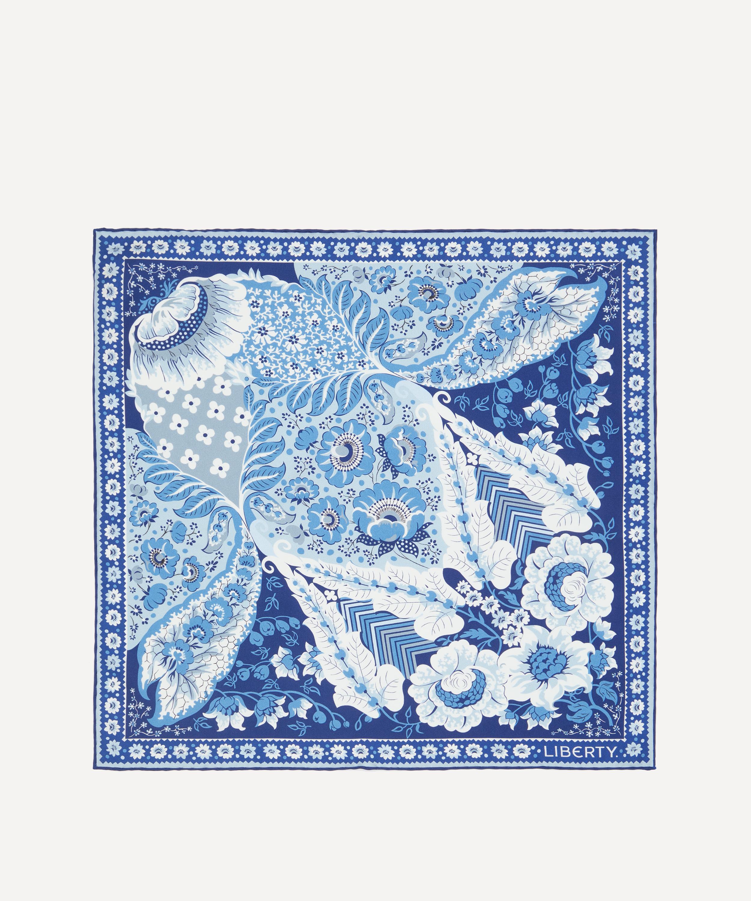 Liberty Mens Freyja Paisley Silk Pocket Square In Blue