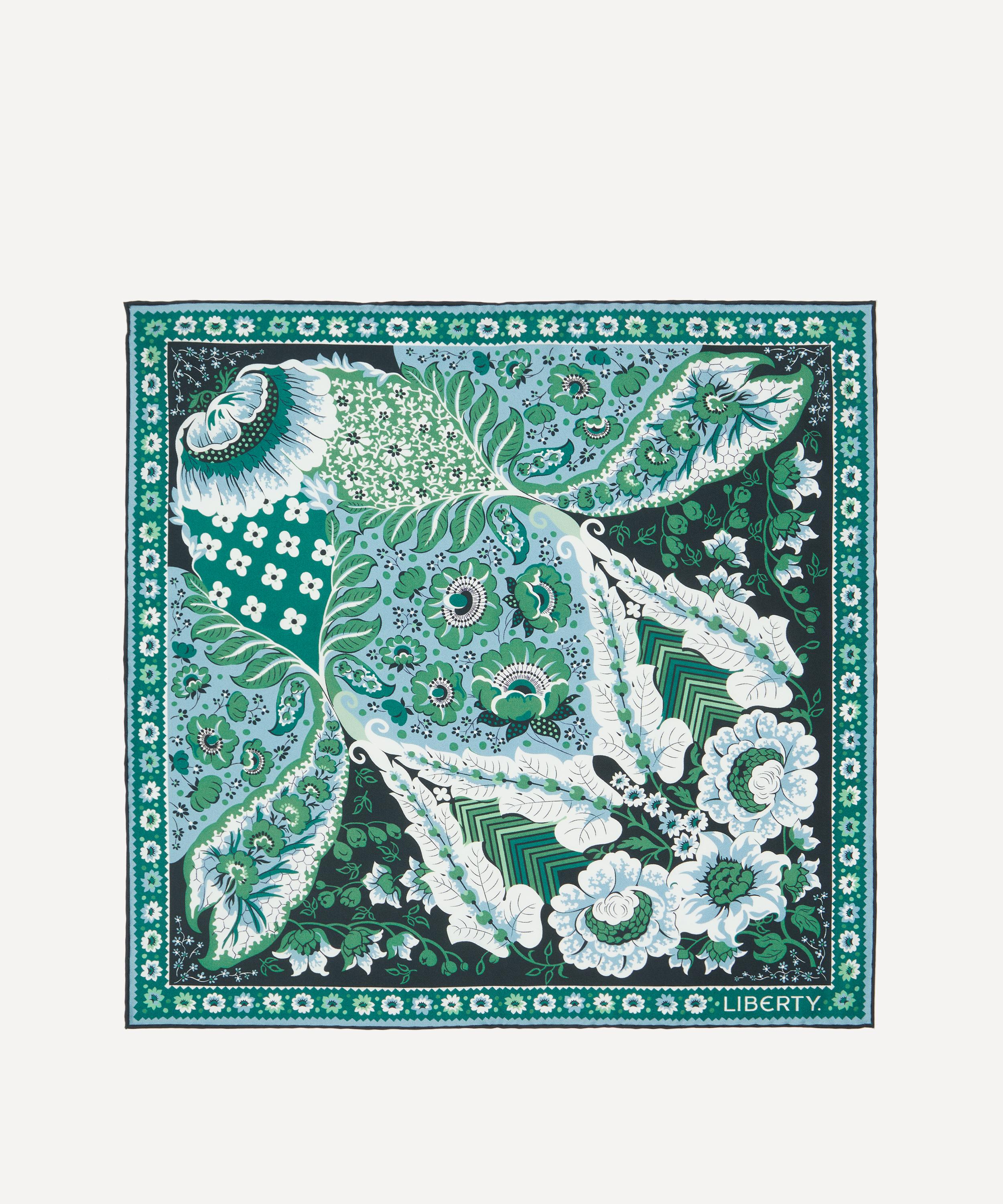 Liberty Mens Freyja Paisley Silk Pocket Square In Green