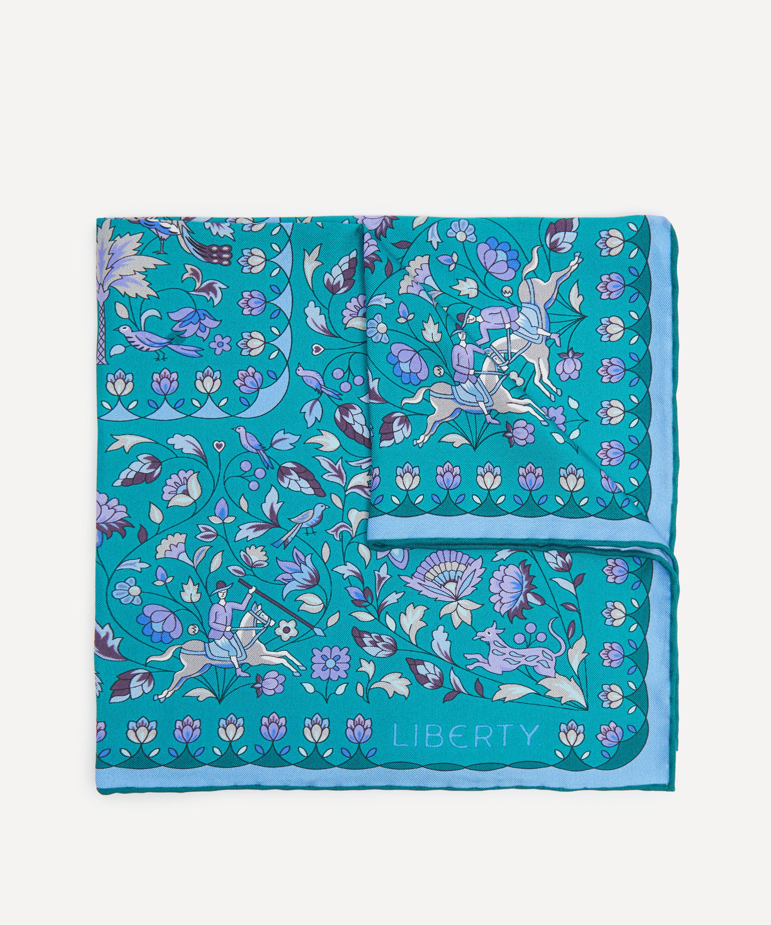 Liberty Mens Imran Paradise Silk Pocket Square In Blue