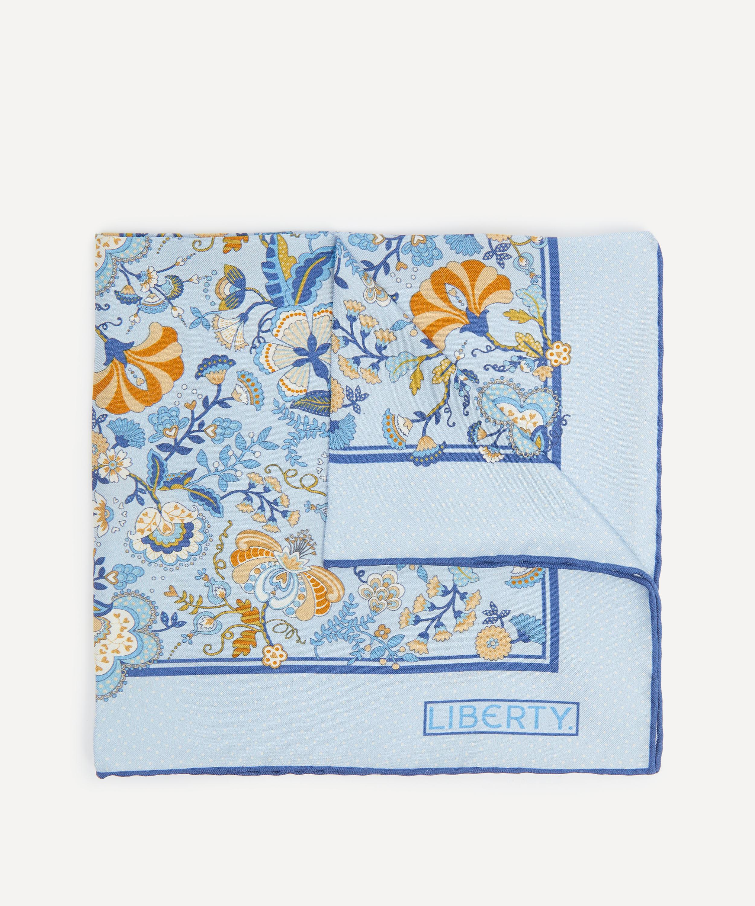 Liberty Mens Mabelle Hall Silk Pocket Square In Blue