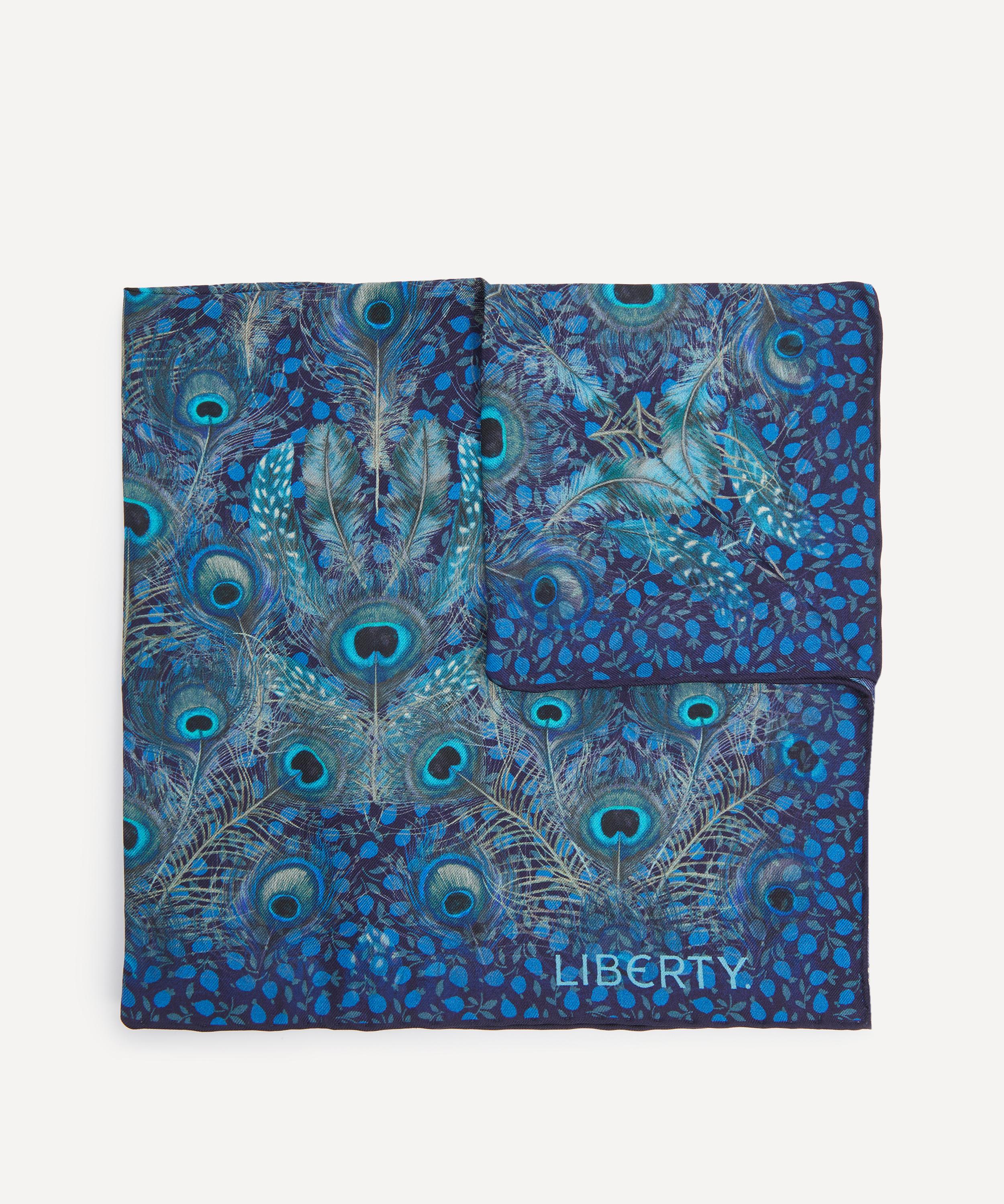 Liberty Mens Peacock Manor Silk Pocket Square In Blue
