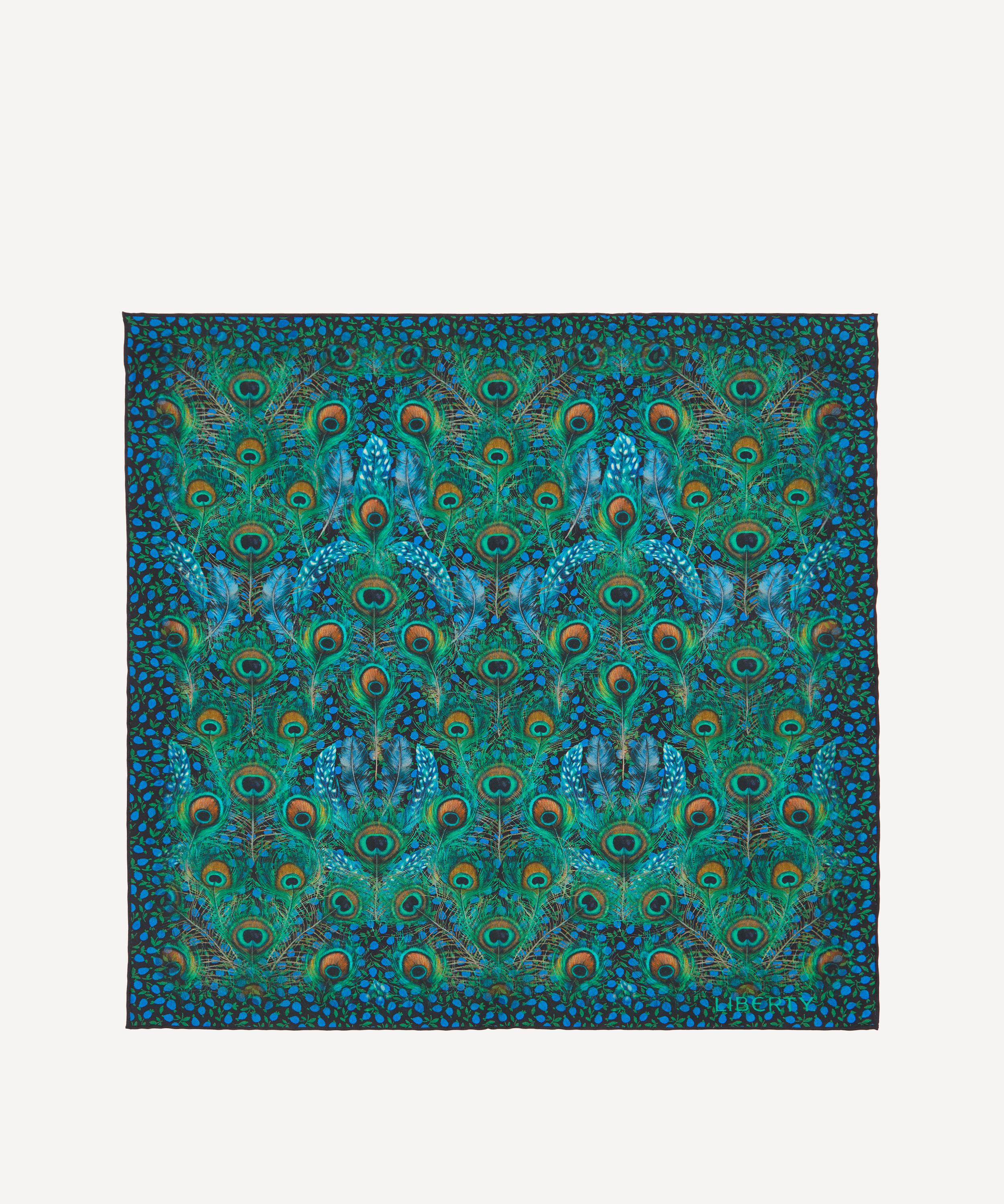 Liberty Mens Peacock Manor Silk Pocket Square In Green