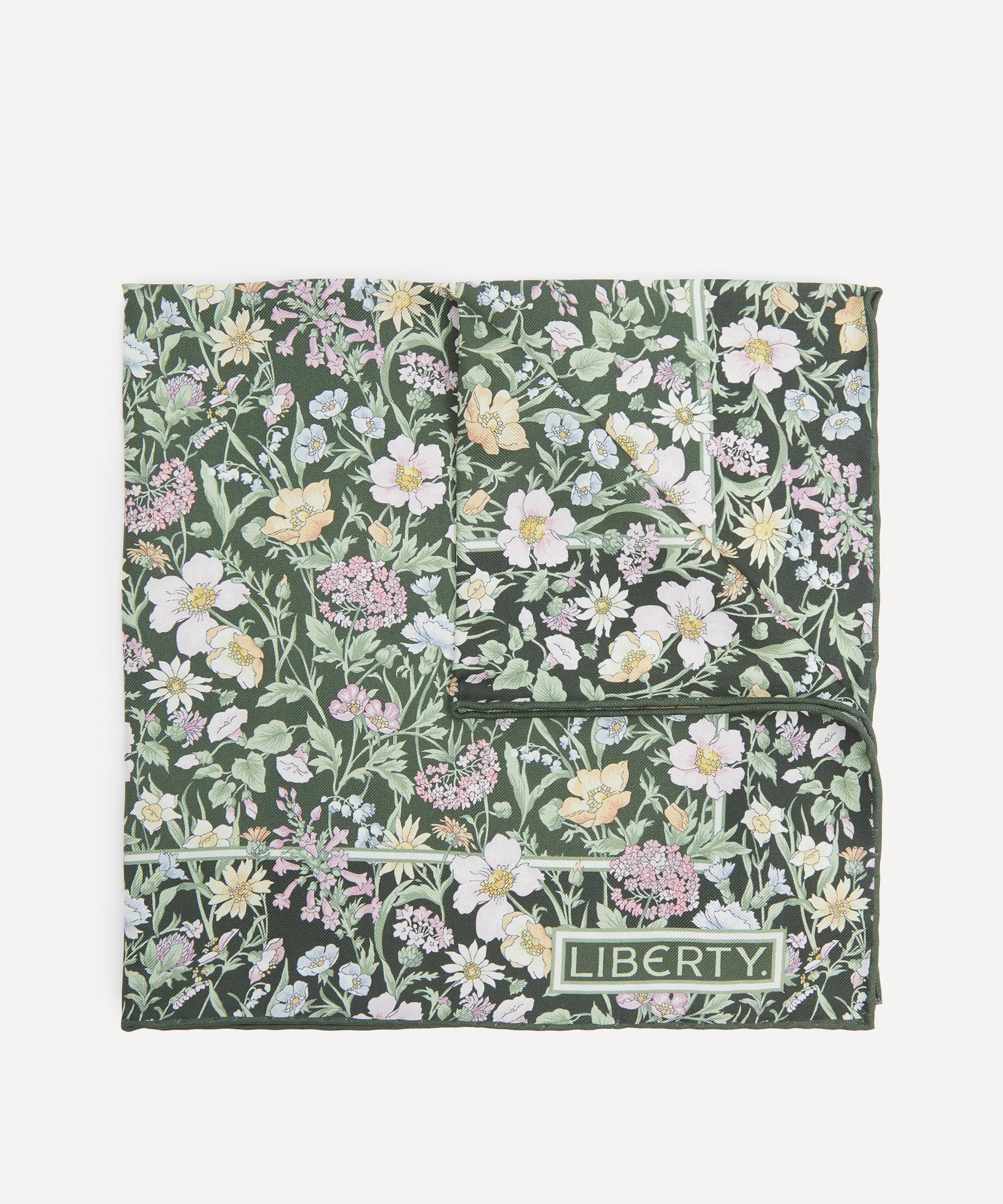 Liberty Mens Rachel Meadow Silk Pocket Square In Green