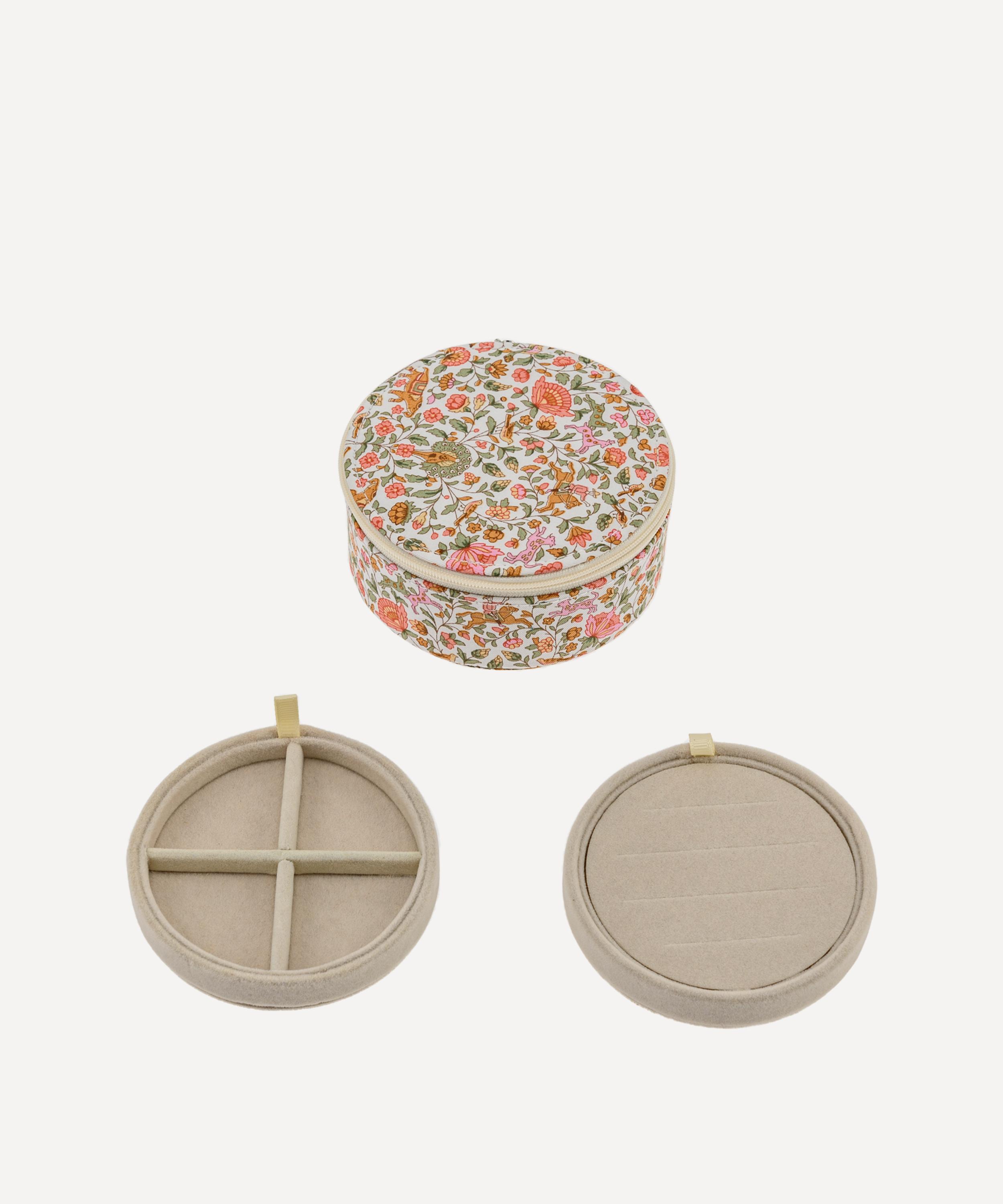 Bon Dep Imran Pink Tana Lawn Cotton Round Jewellery Box In Brown