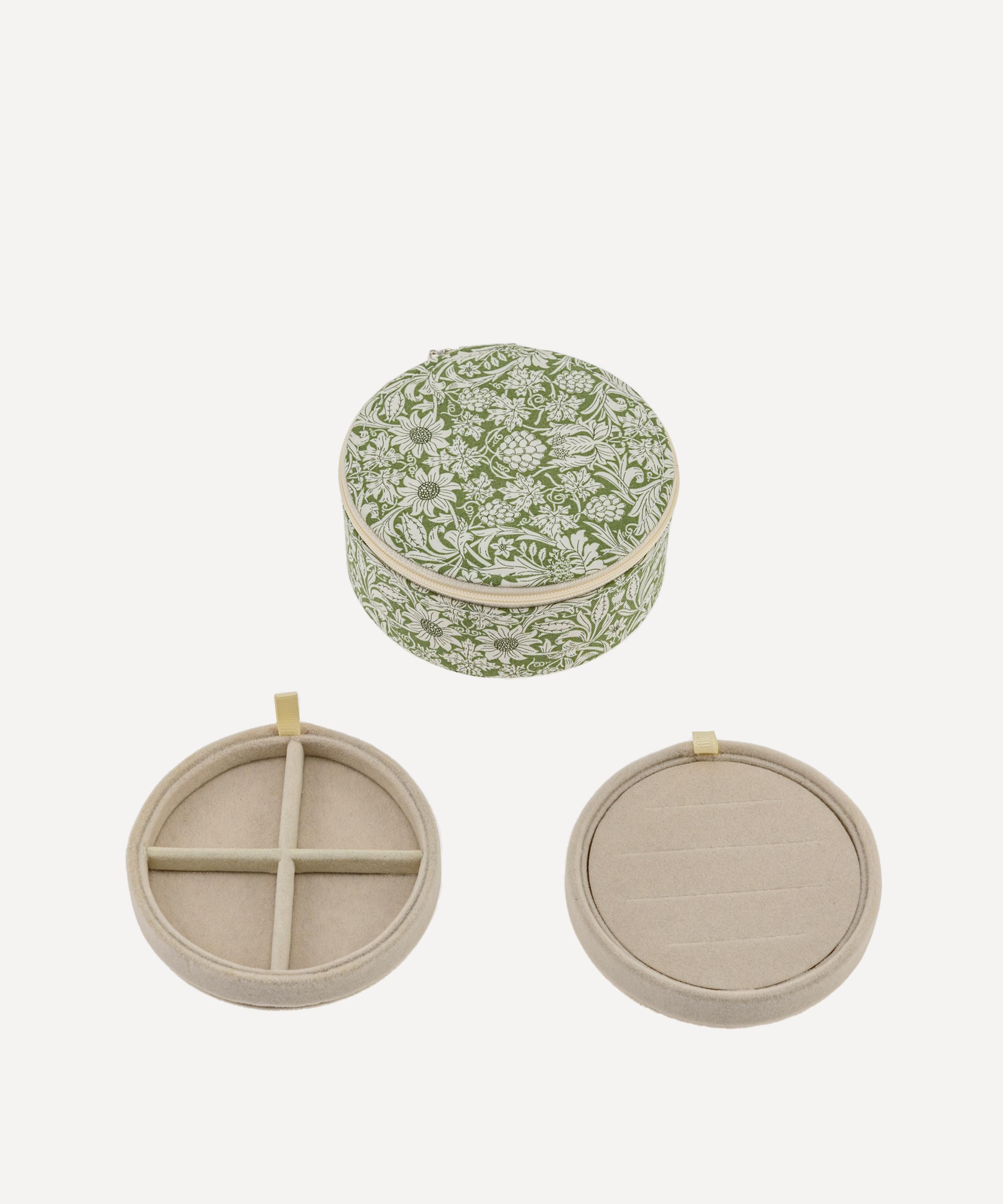 Bon Dep Mortimer Tana Lawn Cotton Round Jewellery Box In Green