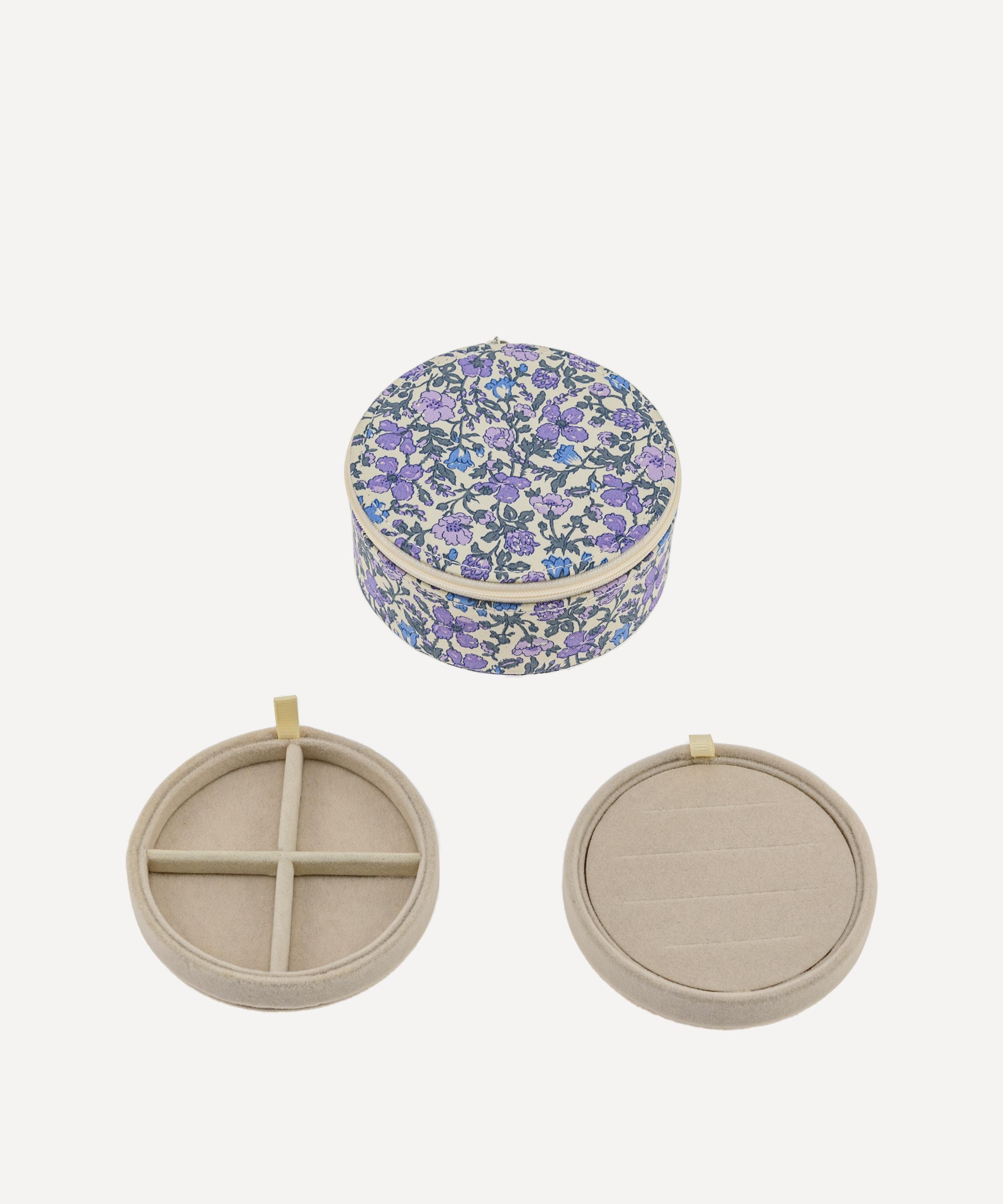 Bon Dep Meadow Tana Lawn Cotton Round Jewellery Box In Blue