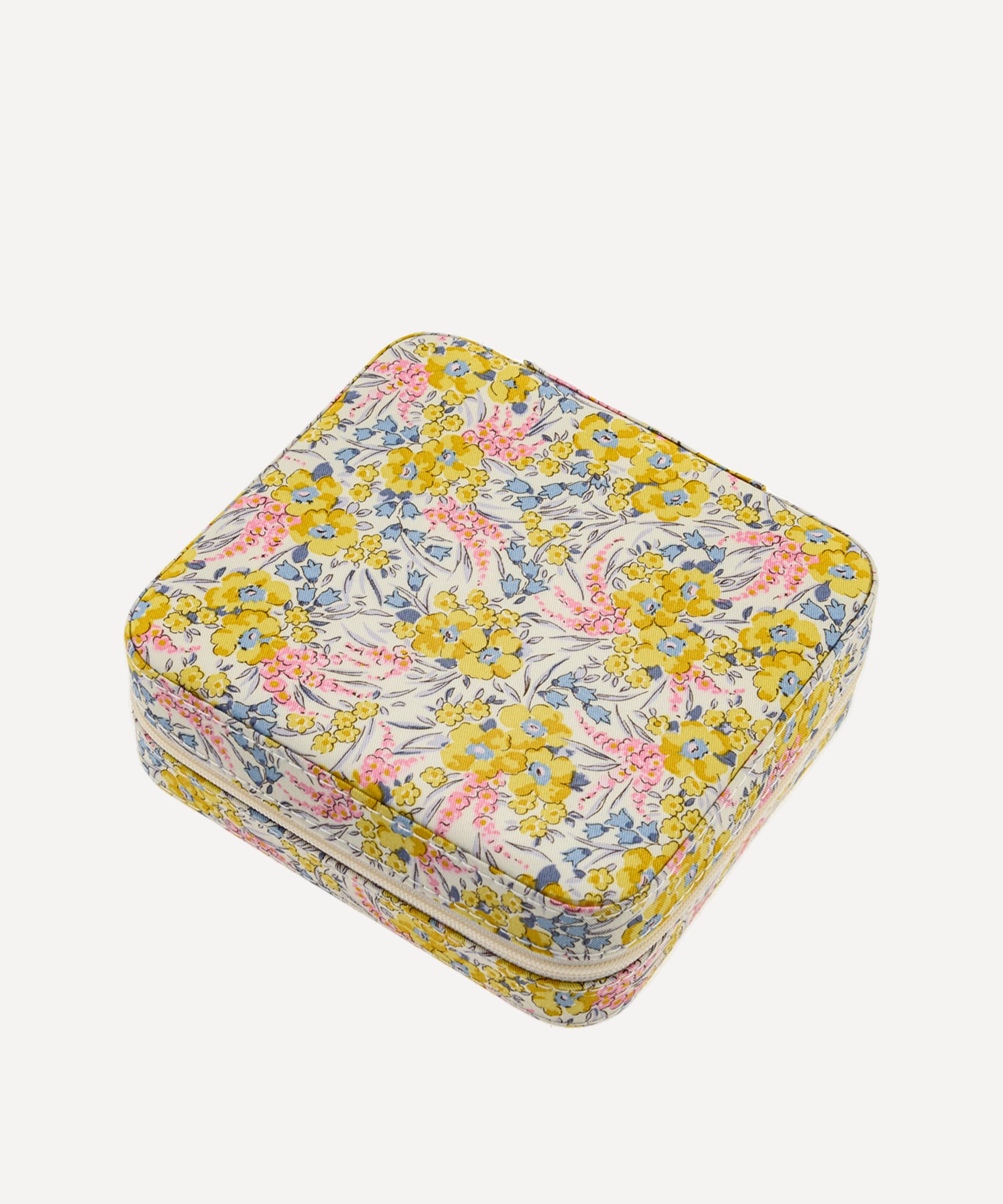 Bon Dep Swirling Petals Tana Lawn Cotton Octagon Jewellery Box In Yellow