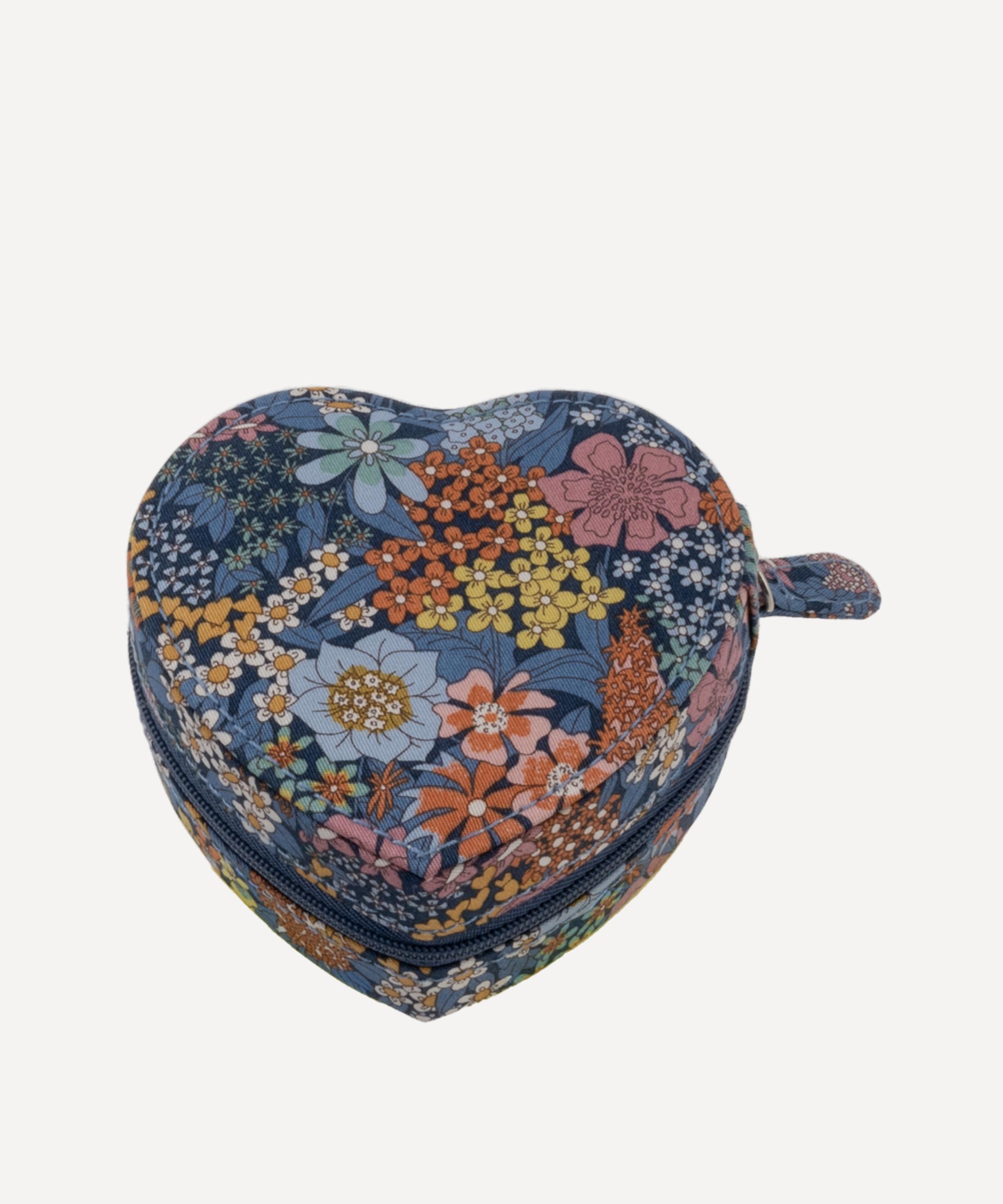 Bon Dep Ciara Tana Lawn Cotton Heart Jewellery Box In Blue