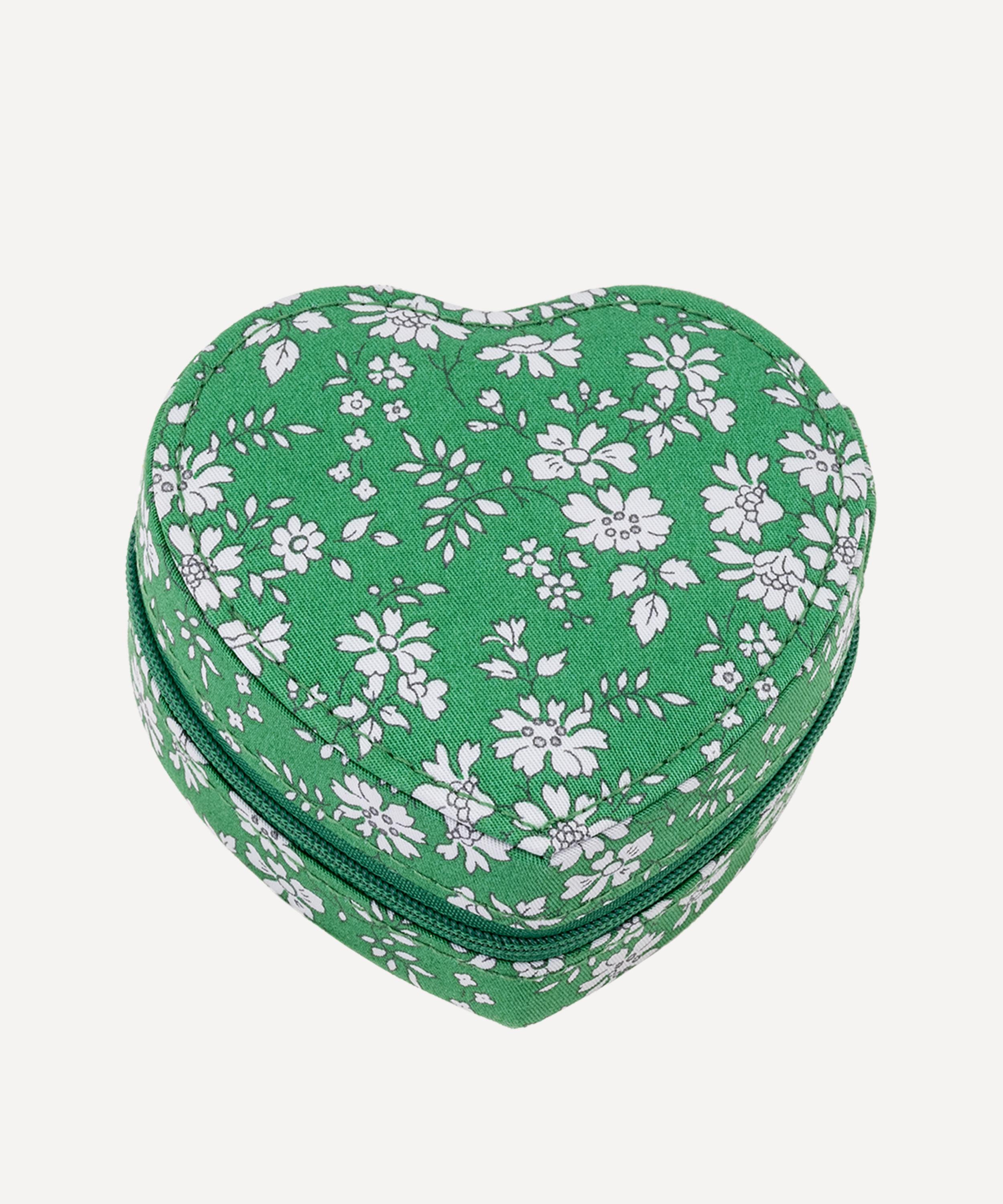 Bon Dep Capel Tana Lawn Cotton Heart Jewellery Box In Green