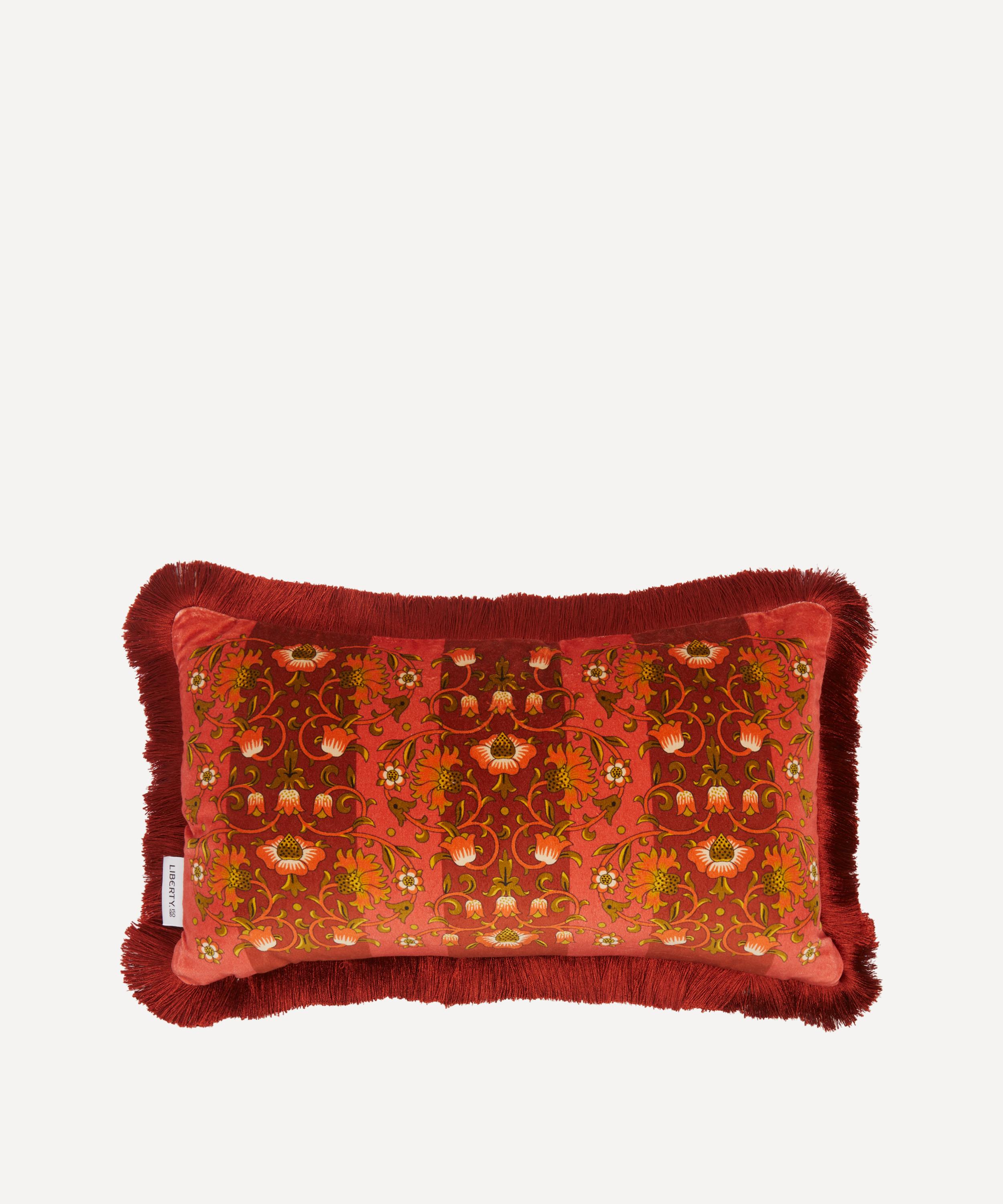 Liberty Lodden Velvet Fringed Cushion In Red