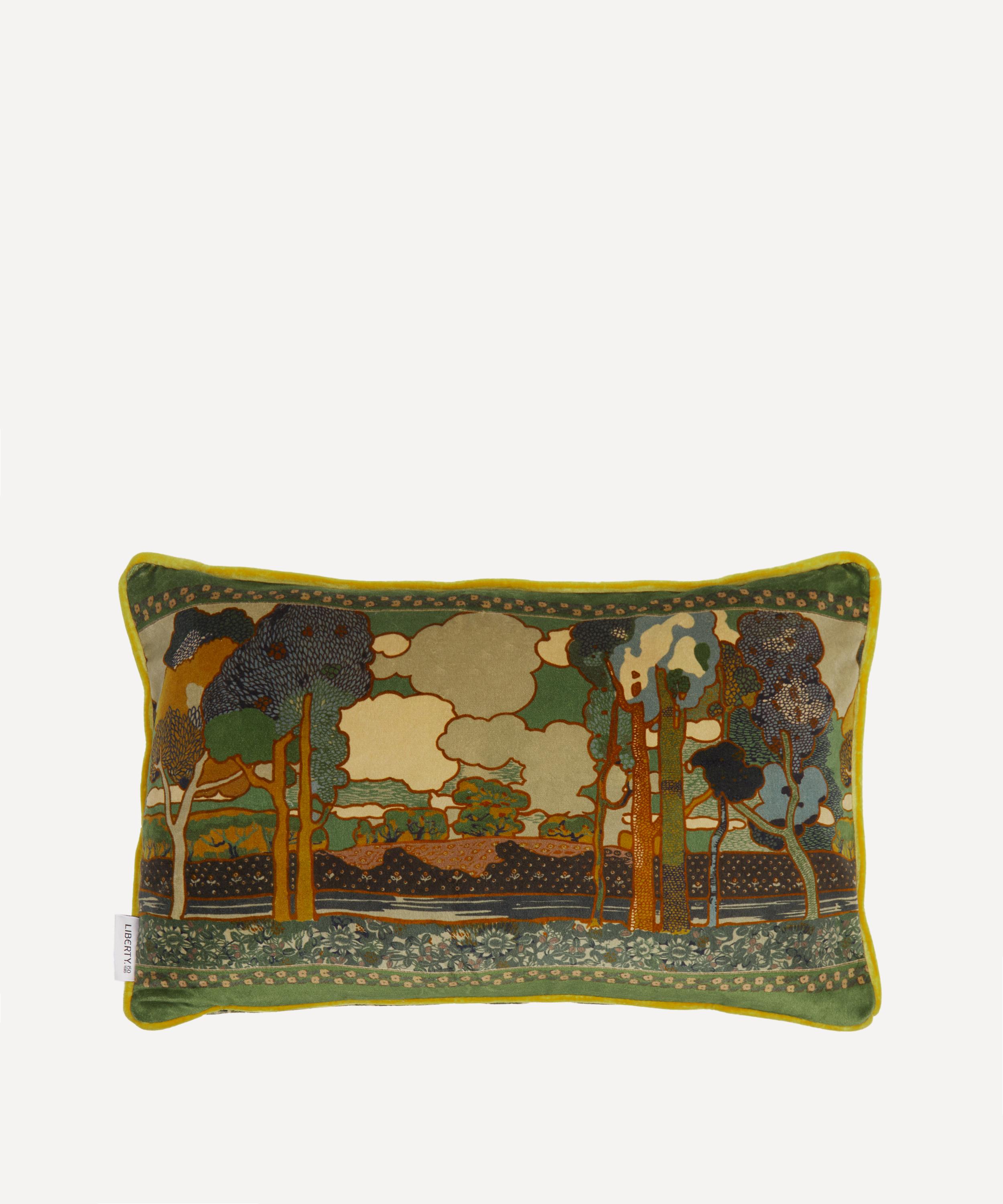 Liberty Prospect Road Velvet Piped Cushion In Green