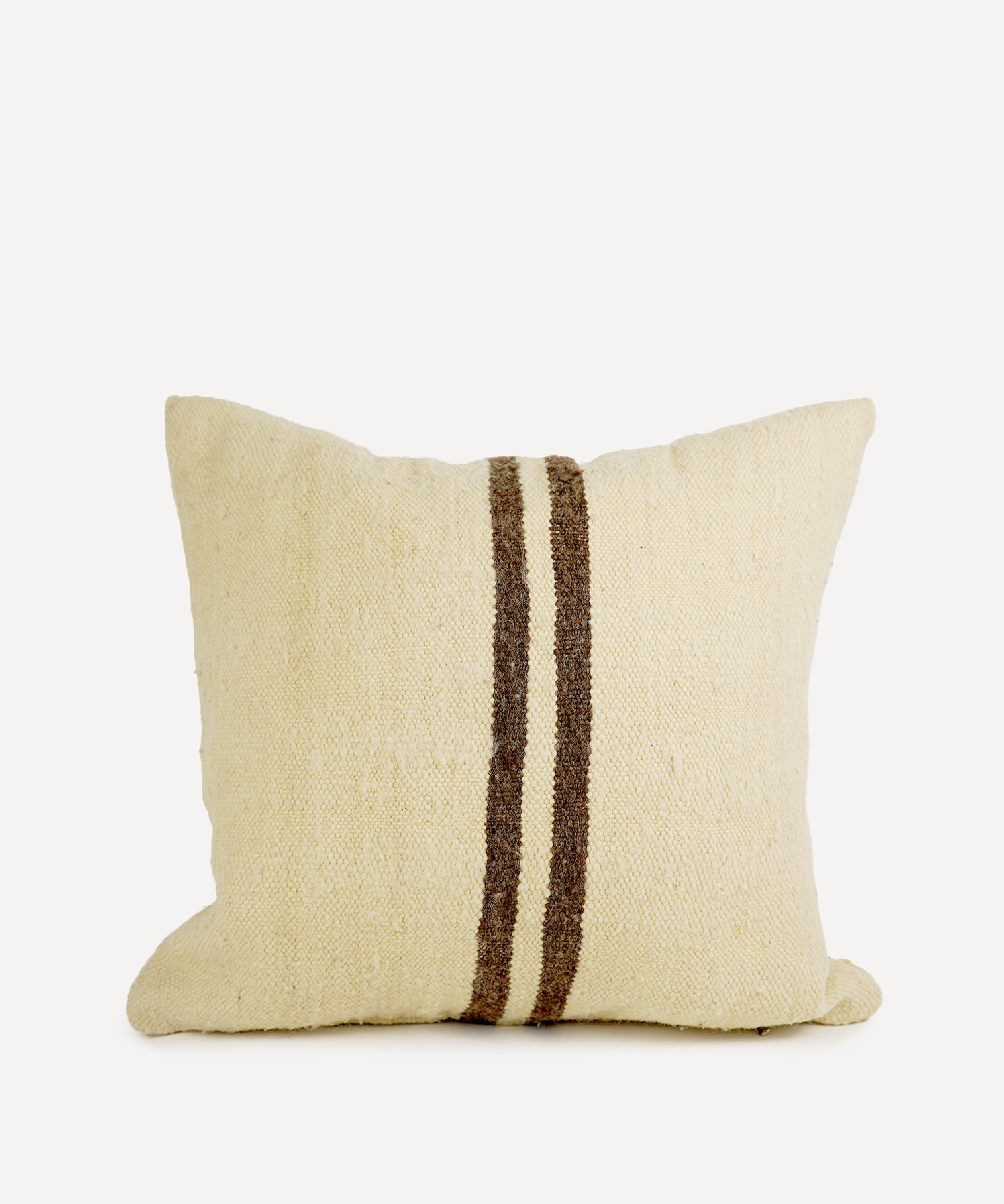 Moroccan White Berber Hanbal Wool Cushion Cover In Brown