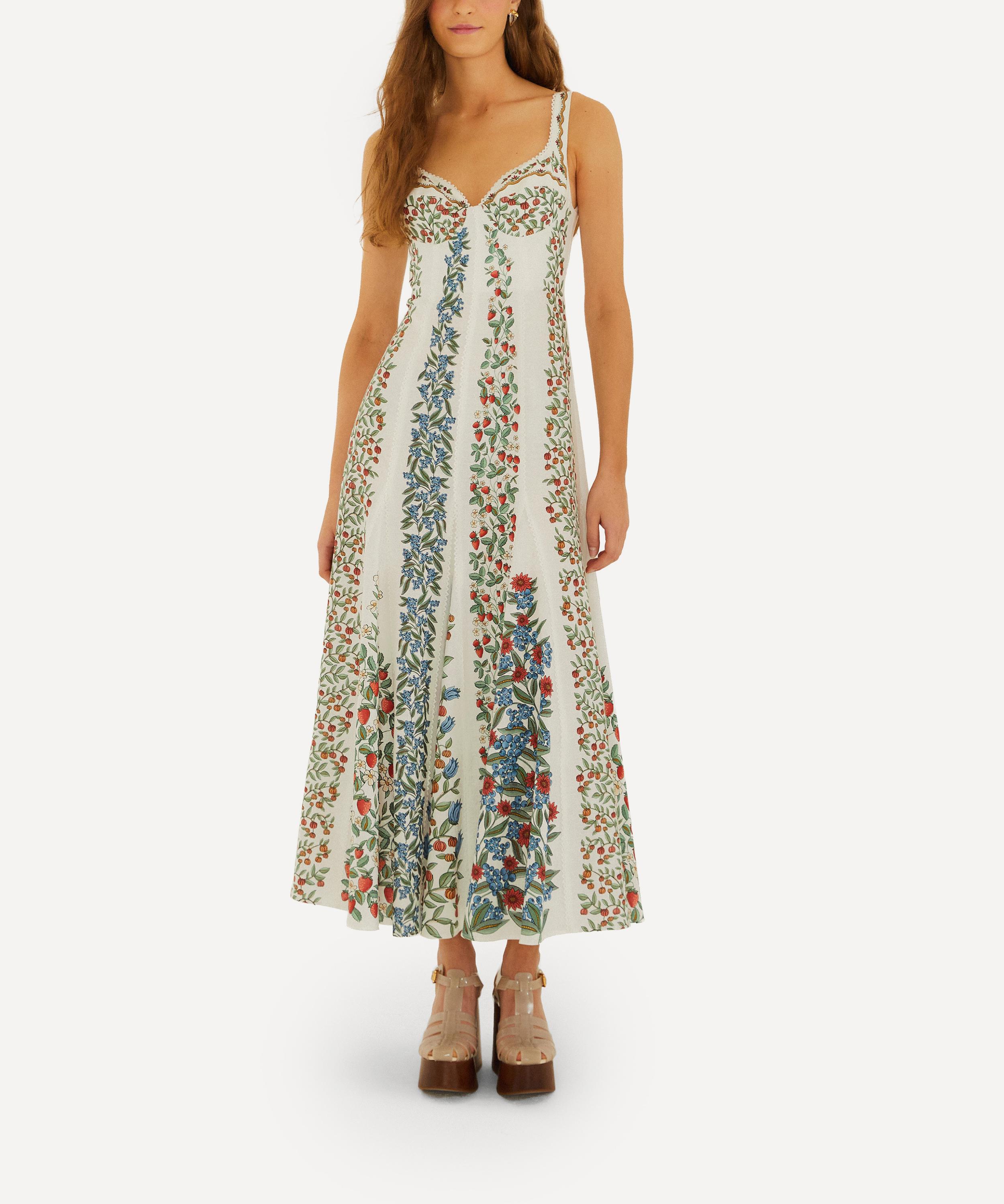 Farm Rio Off-white Fruit Beauty Lenzing Ecovero Euroflax Maxi Dress In Multi
