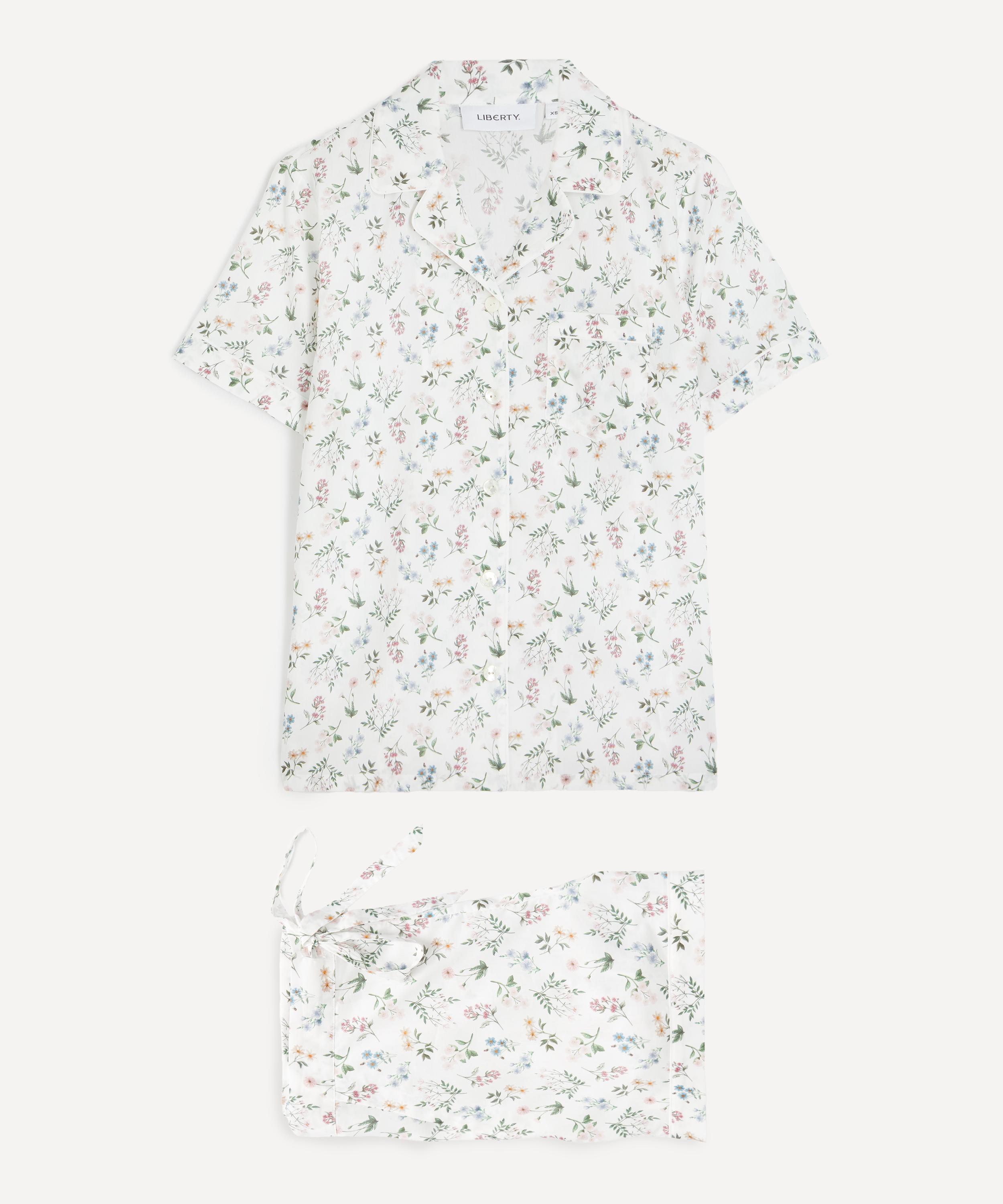 Liberty Women's Annie Tana Lawn Cotton Short Pyjama Set In White