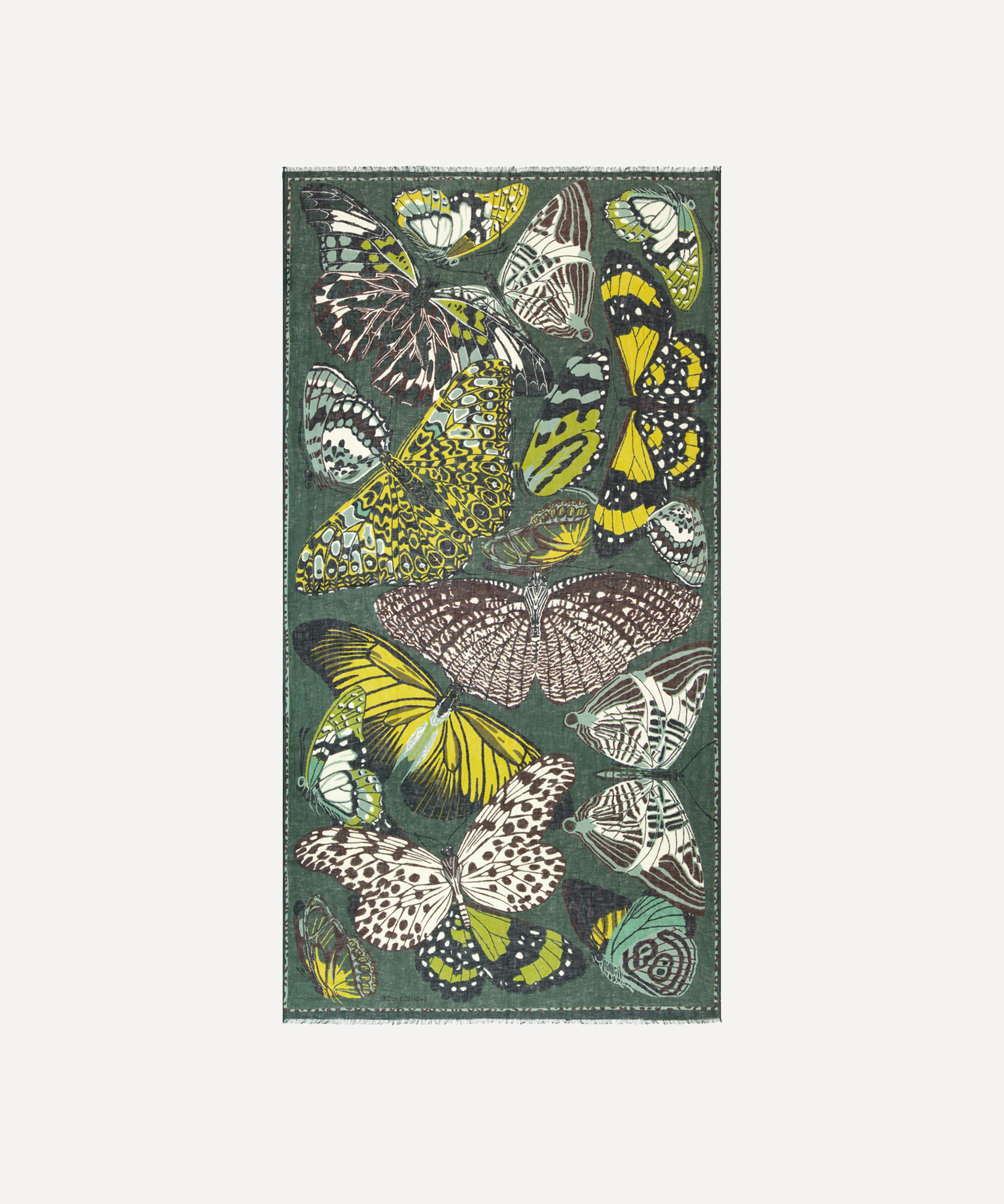 Inoui Editions Women's Papillons Khaki Linen Scarf