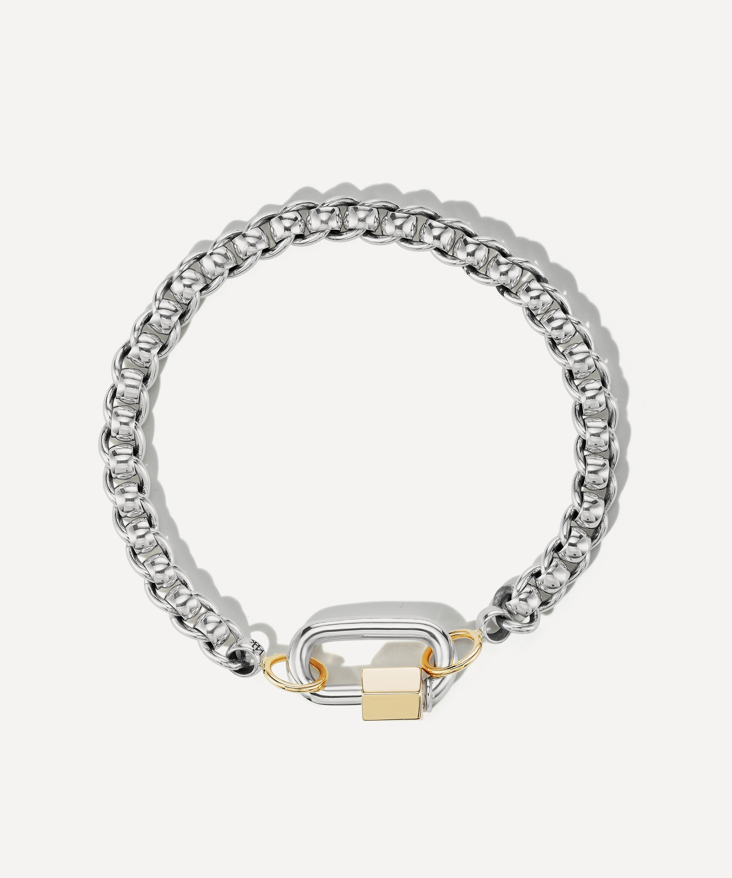 Marla Aaron Silver Rolling Curb Chain And Chubby Babylock Bracelet In Multi