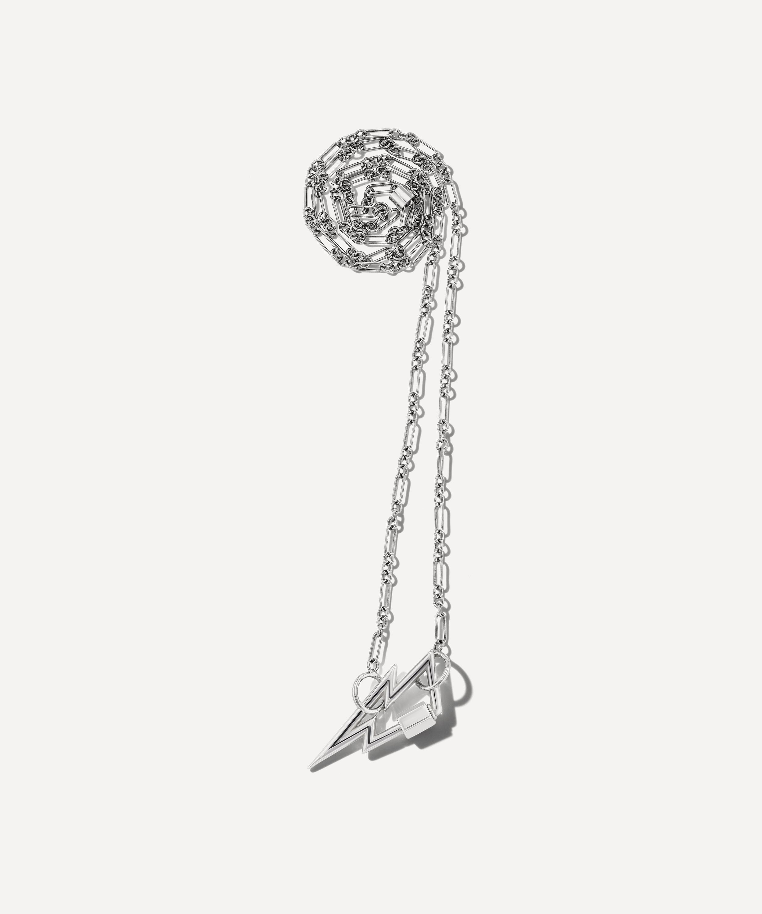 Marla Aaron Silver Old World Chain And Botlock Necklace In Metallics