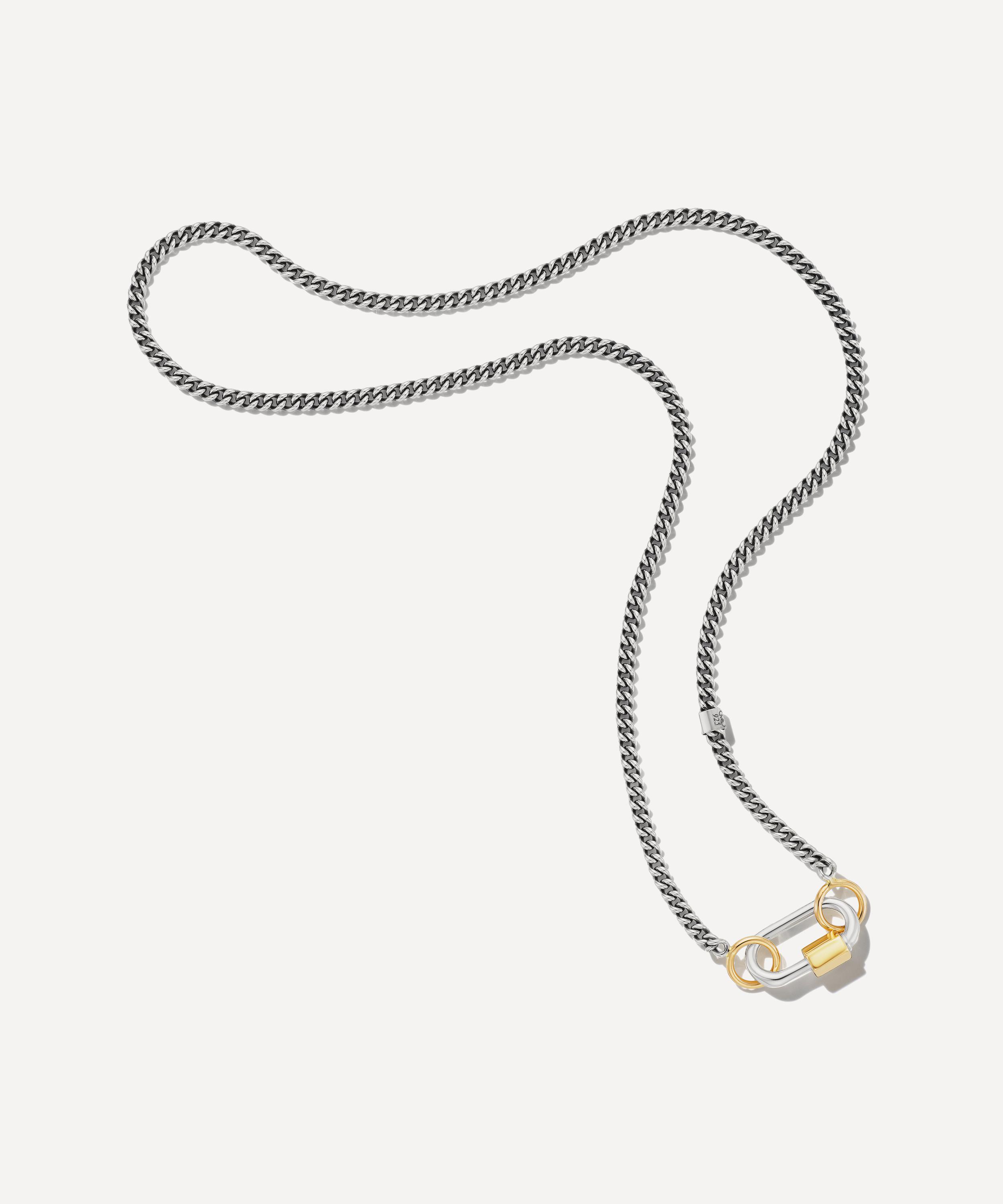Marla Aaron Not So Heavy Curb Chain And Mixed Metal Babylock Necklace In Multi