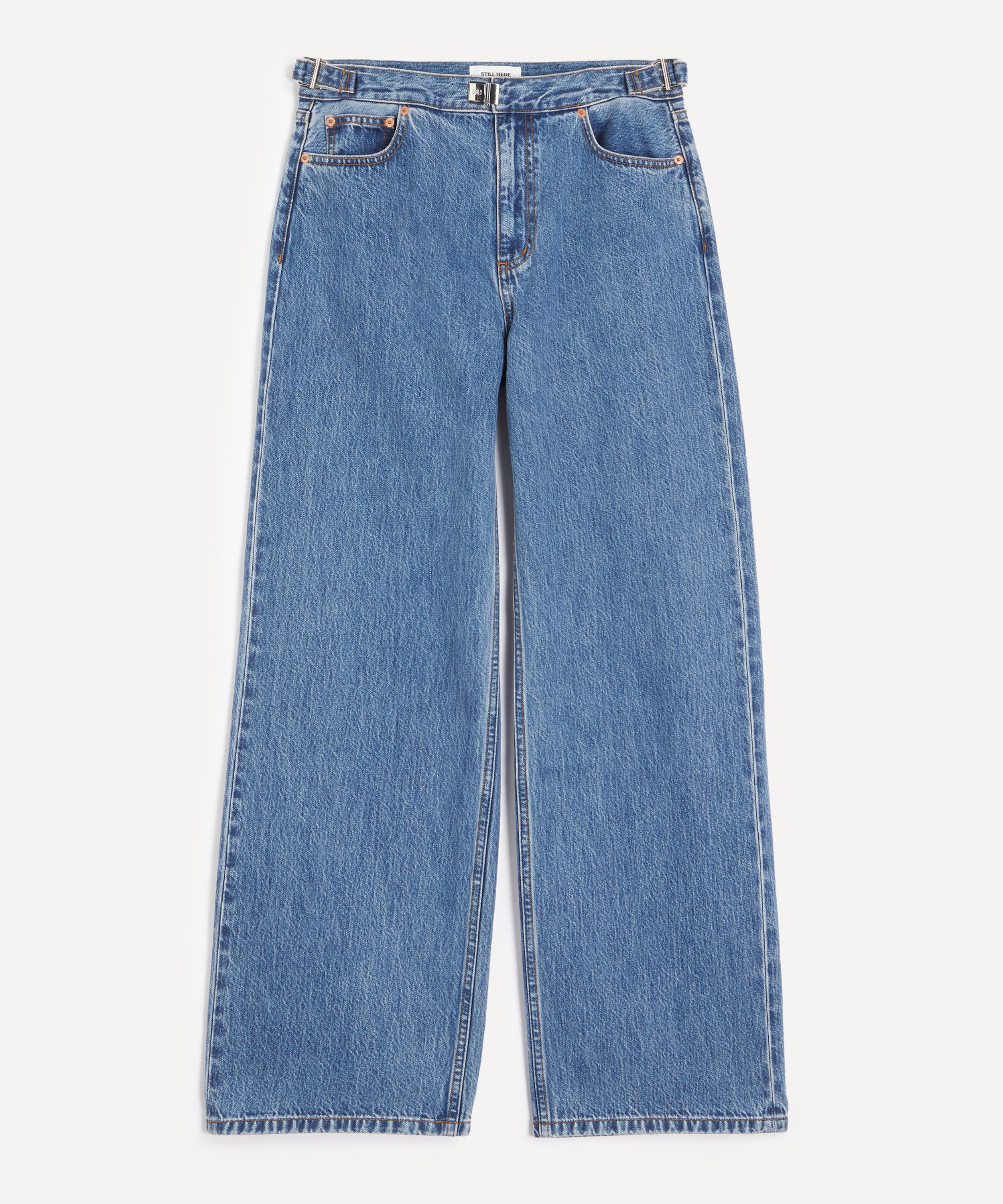 Still Here Women's Buckle Relaxed Jeans In Classic Blue