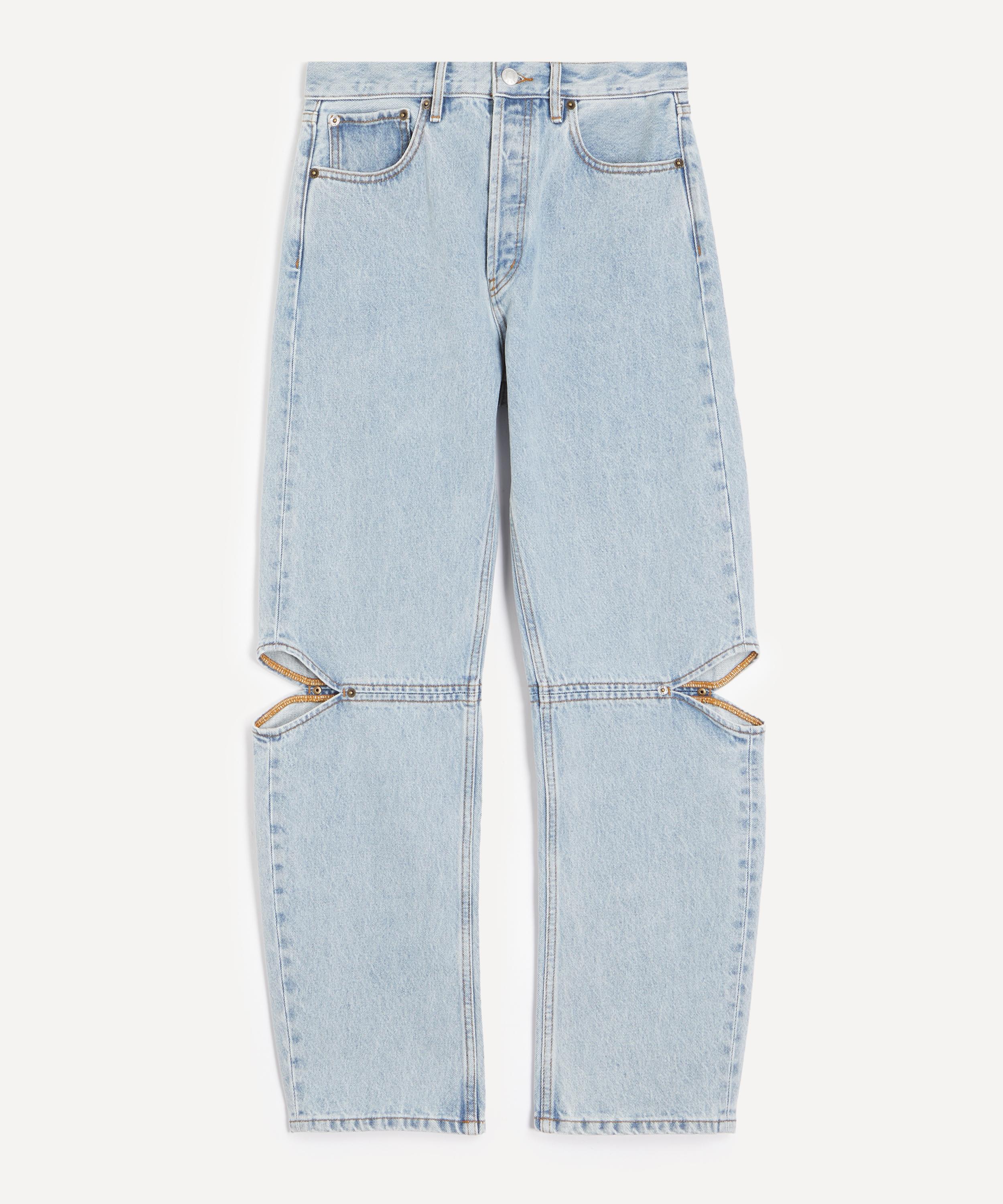 Still Here Women's Cowgirl Straight-leg Cut-out Jeans In Vintage Blue
