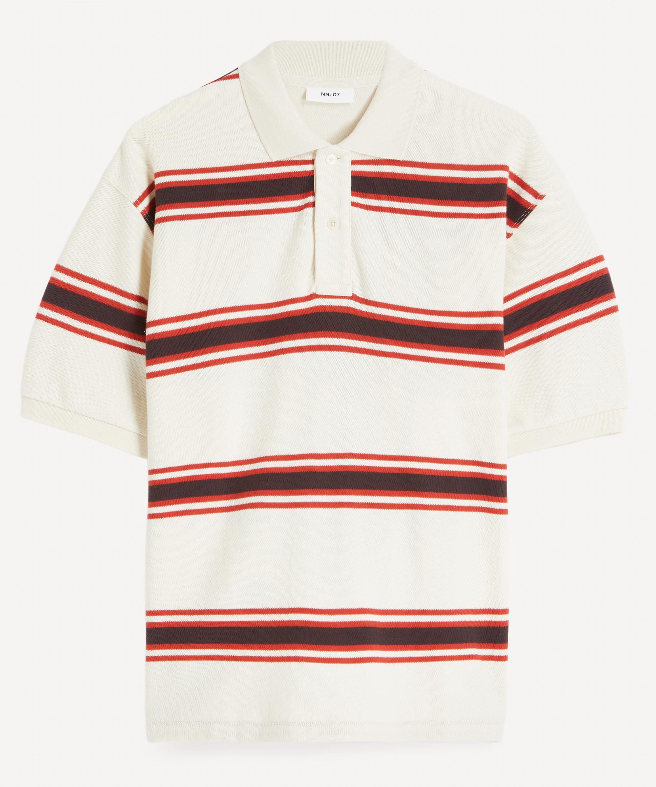 Nn07 Nn.07 Mens Valentin Short Sleeve Polo Shirt In Red Stripe