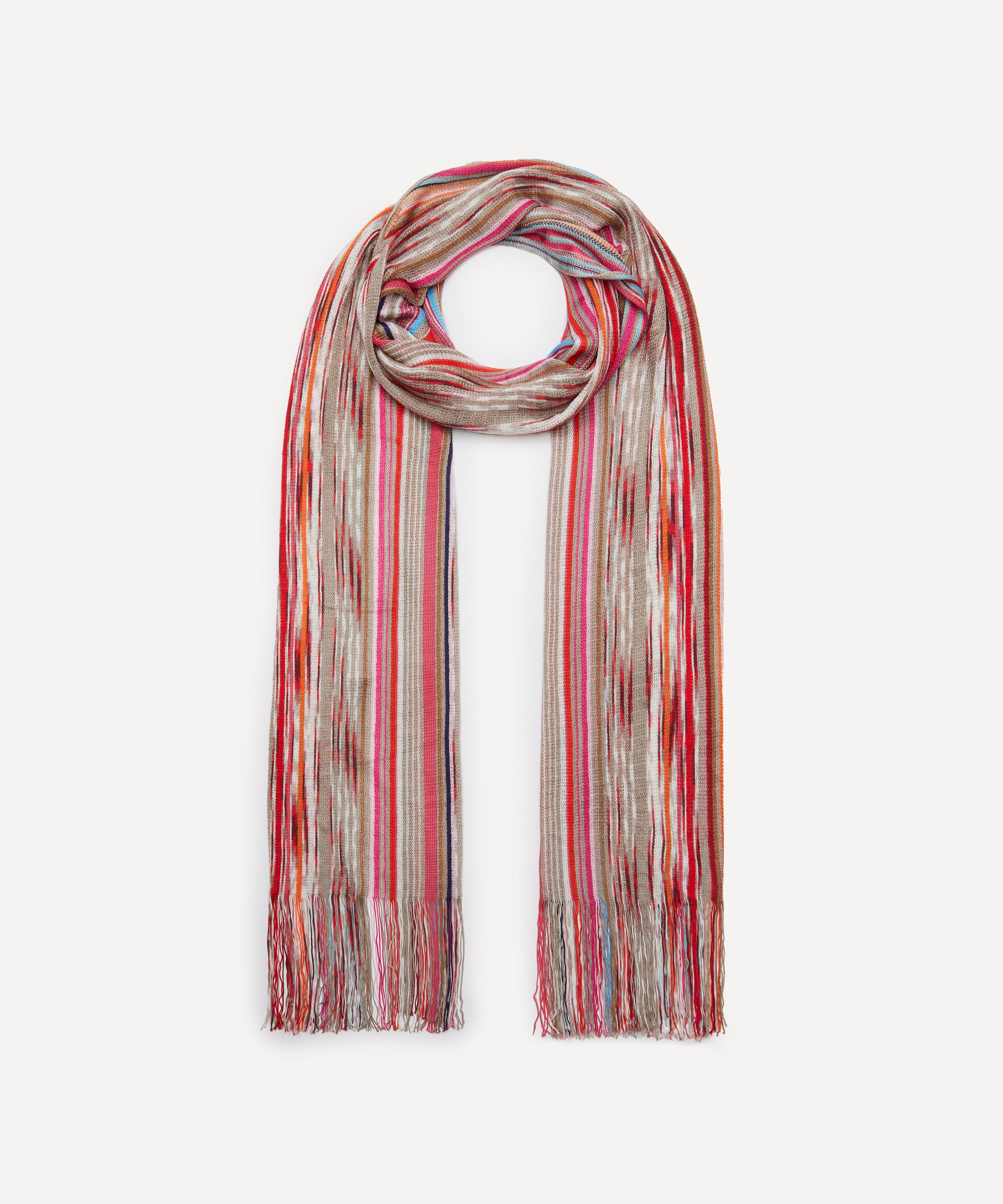 Missoni Women's Fringed Striped Pink Scarf In Multi