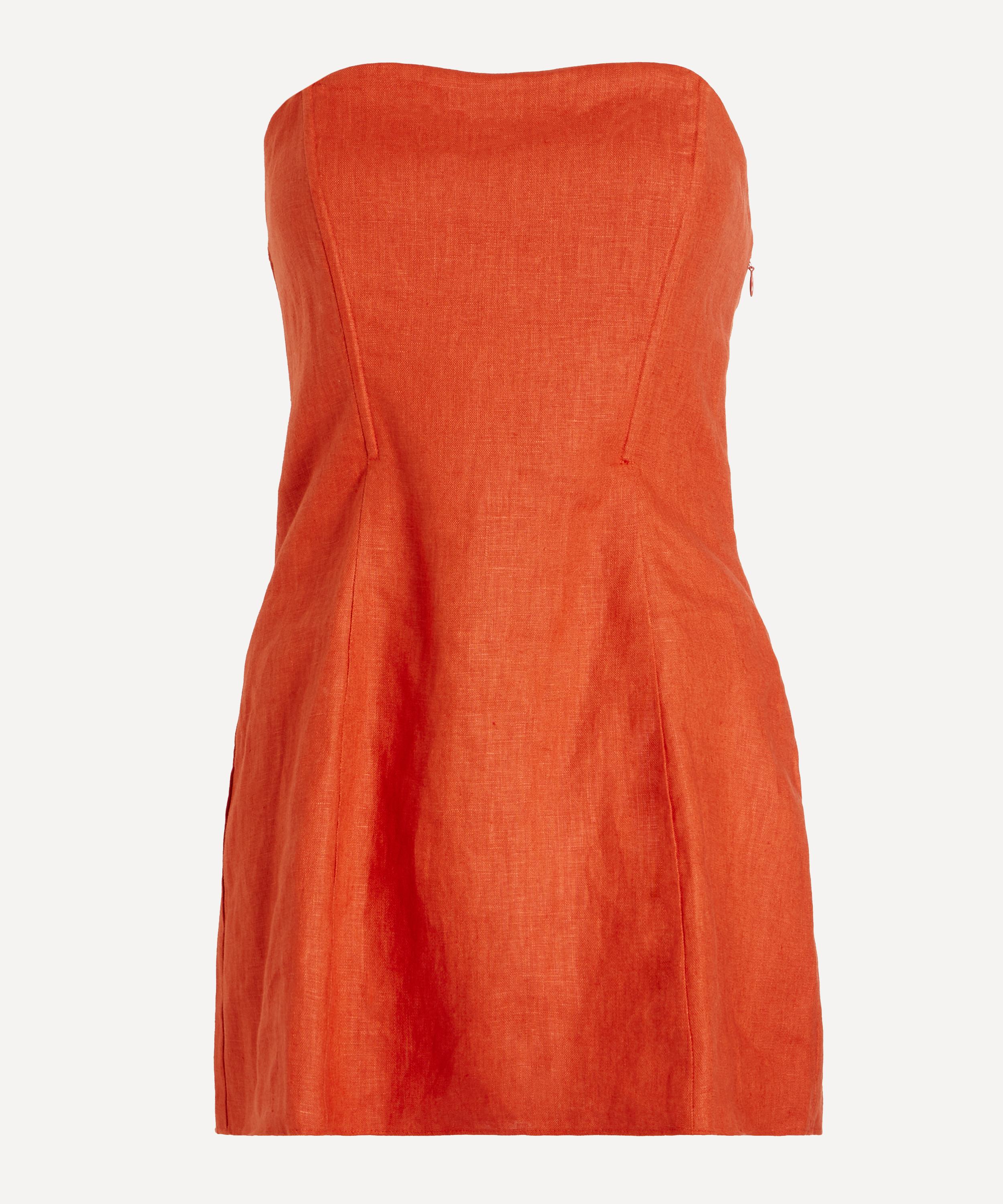 Reformation Women's Aurina Chili Mango Linen Top