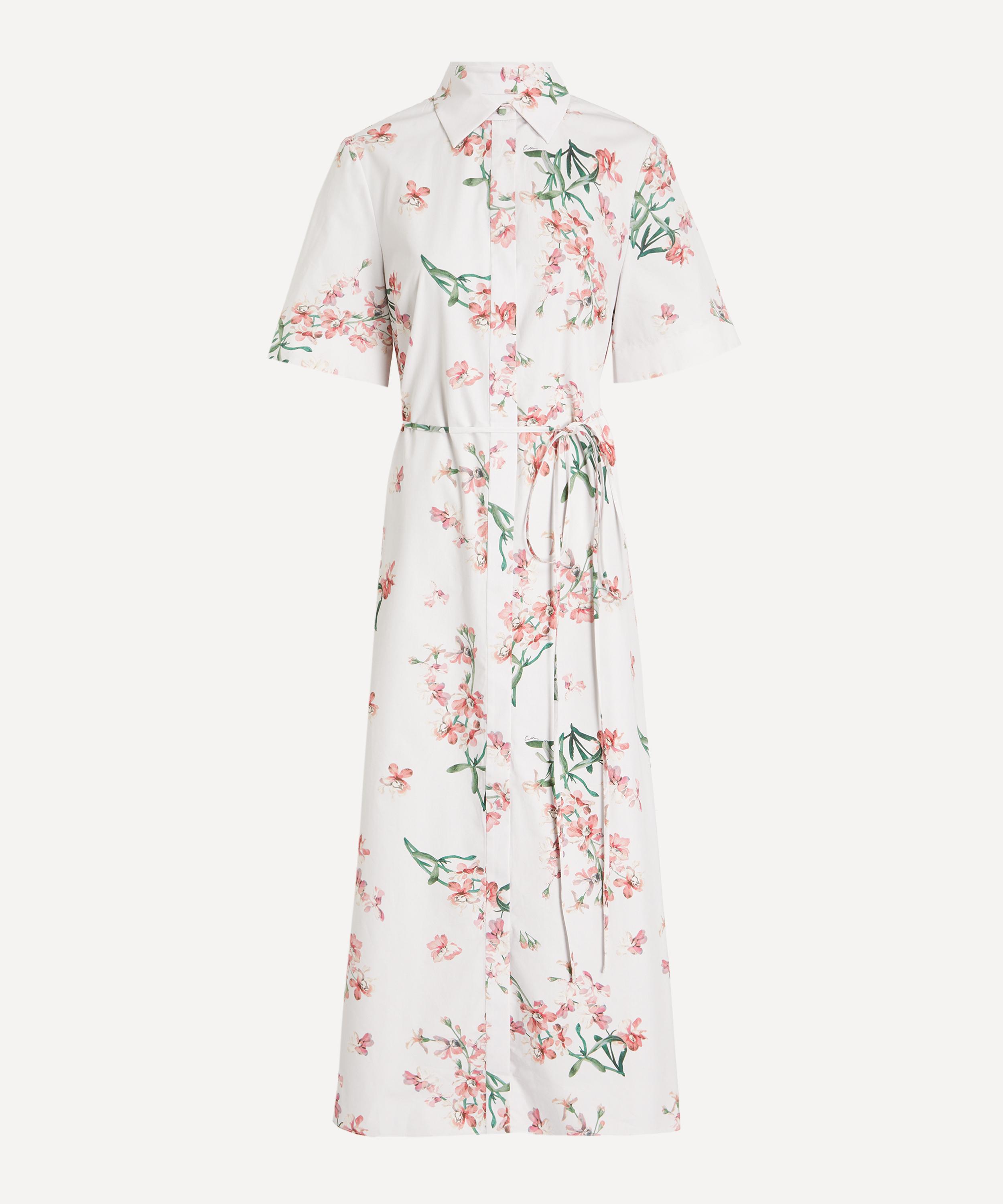 Erdem Women's Floral Cotton Short-sleeve Midi Dress In White