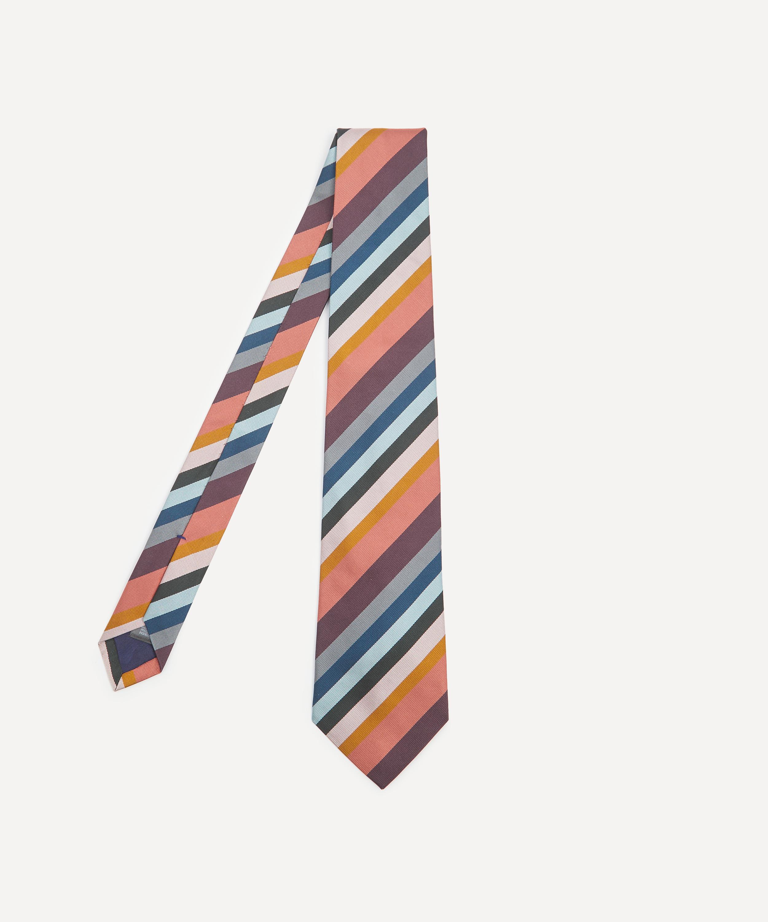 Paul Smith Mens Muted Artist Stripe Silk Tie In Multicolour