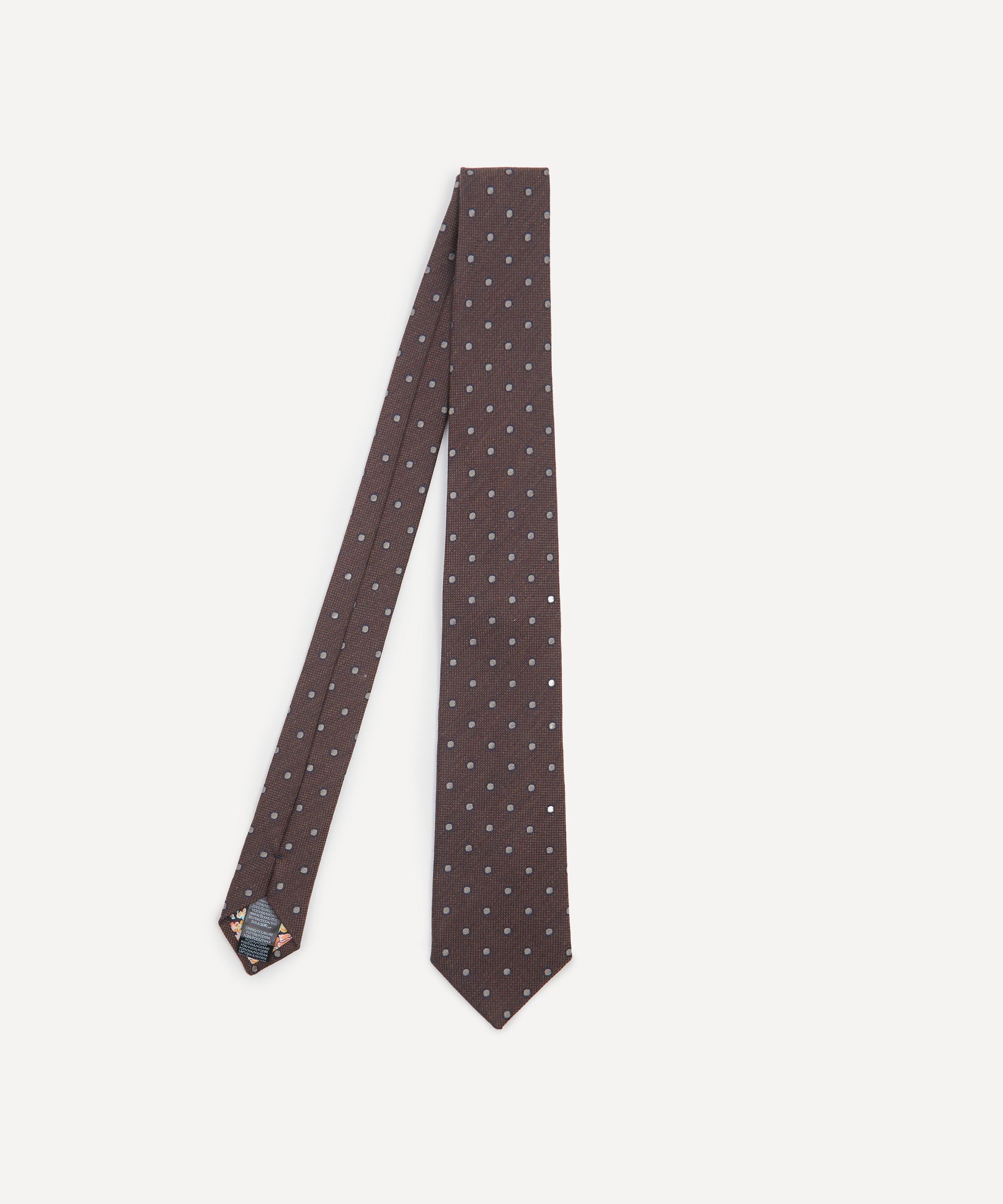 Paul Smith Mens Brown Polka Dot Silk And Wool-blend Tie