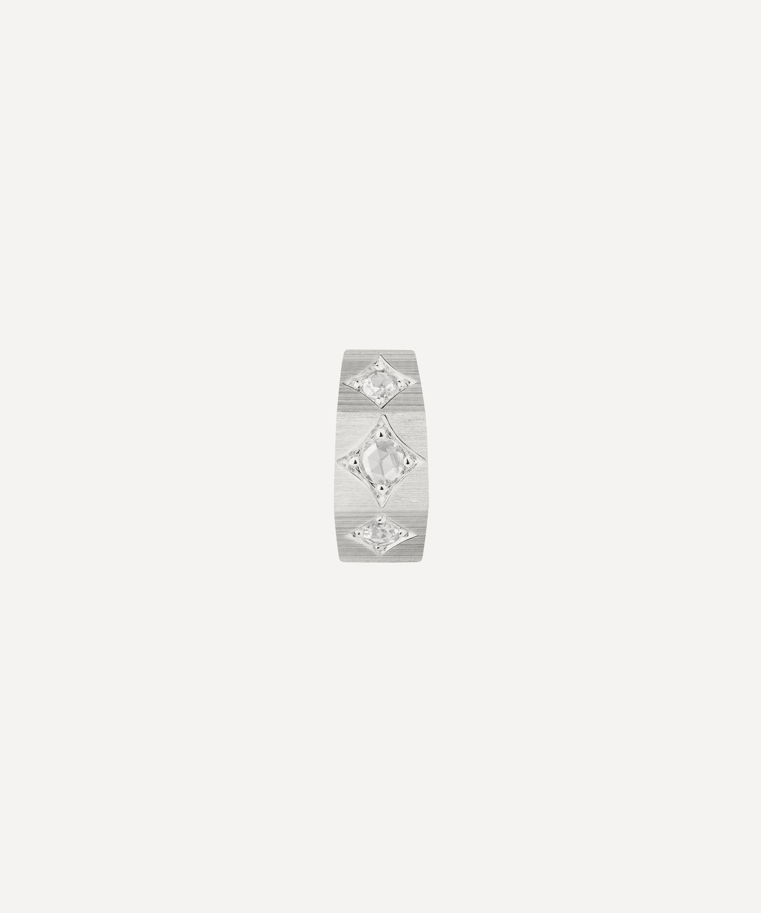Marie Lichtenberg 18ct White Gold Ecrou Diamond Coco Medium Hoop Earring
