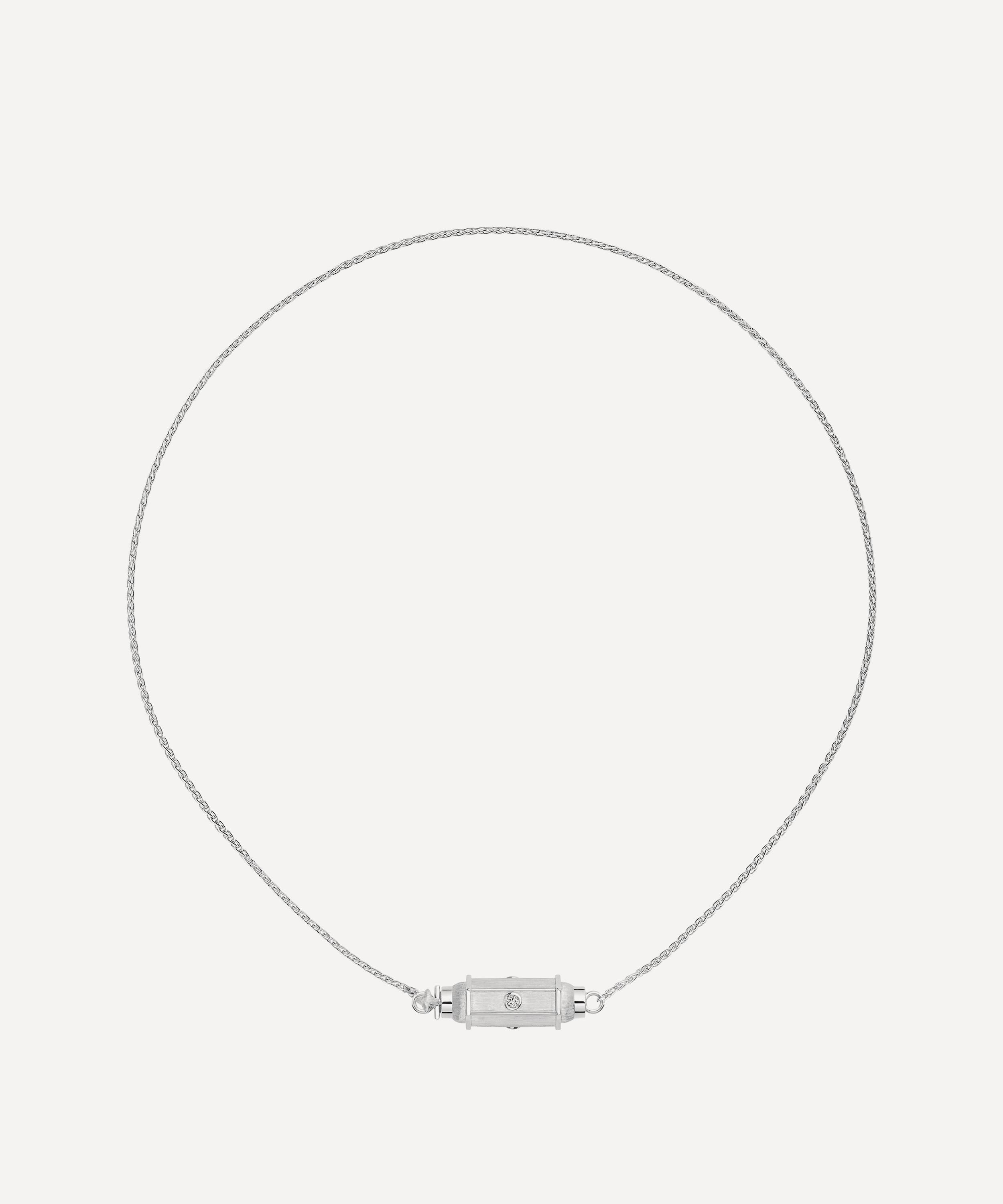 Marie Lichtenberg 18ct White Gold Diamond Micro Coco Locket Necklace