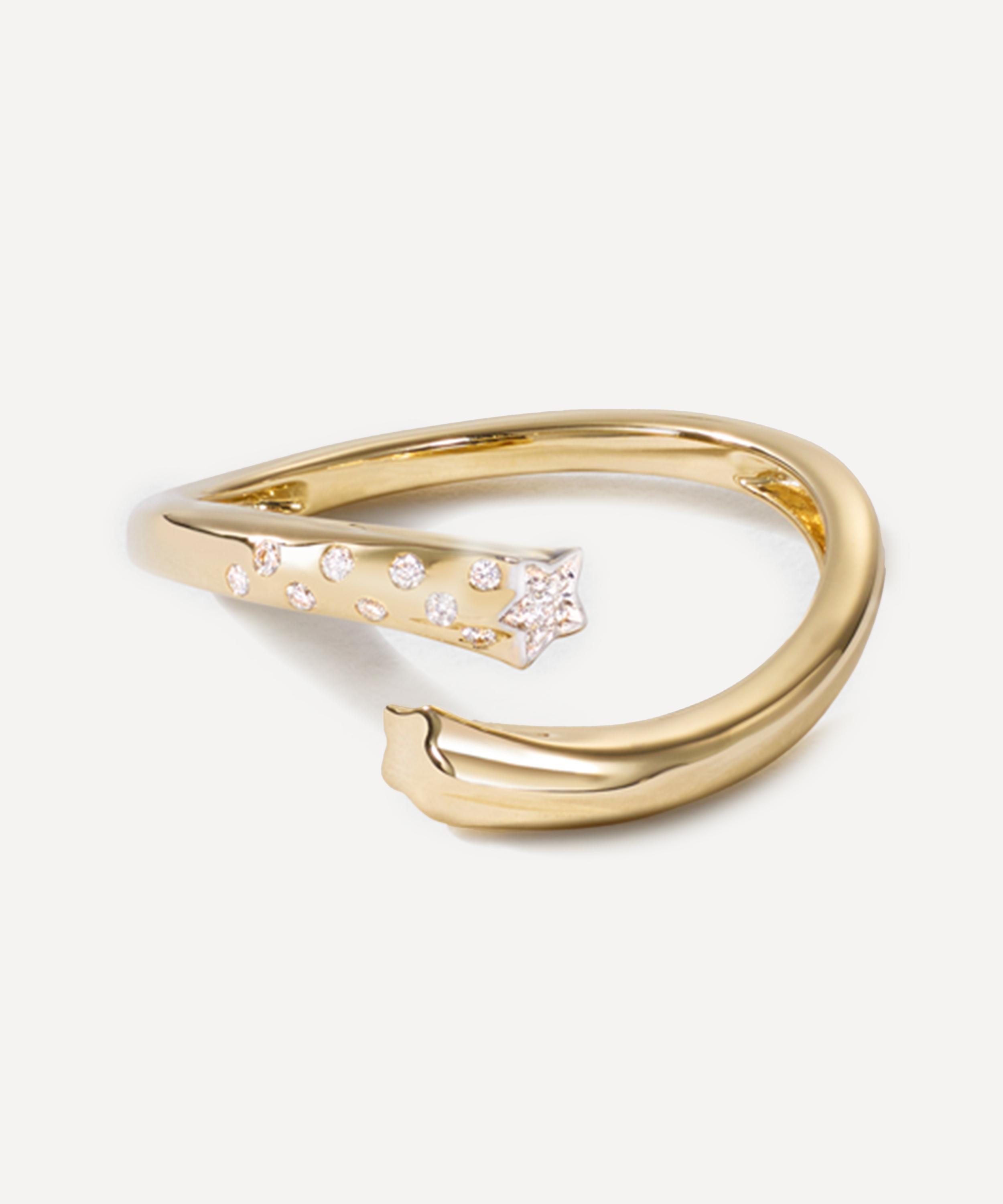 Roxanne First 14ct Gold Diamond Polka Dot Shooting Star Ring