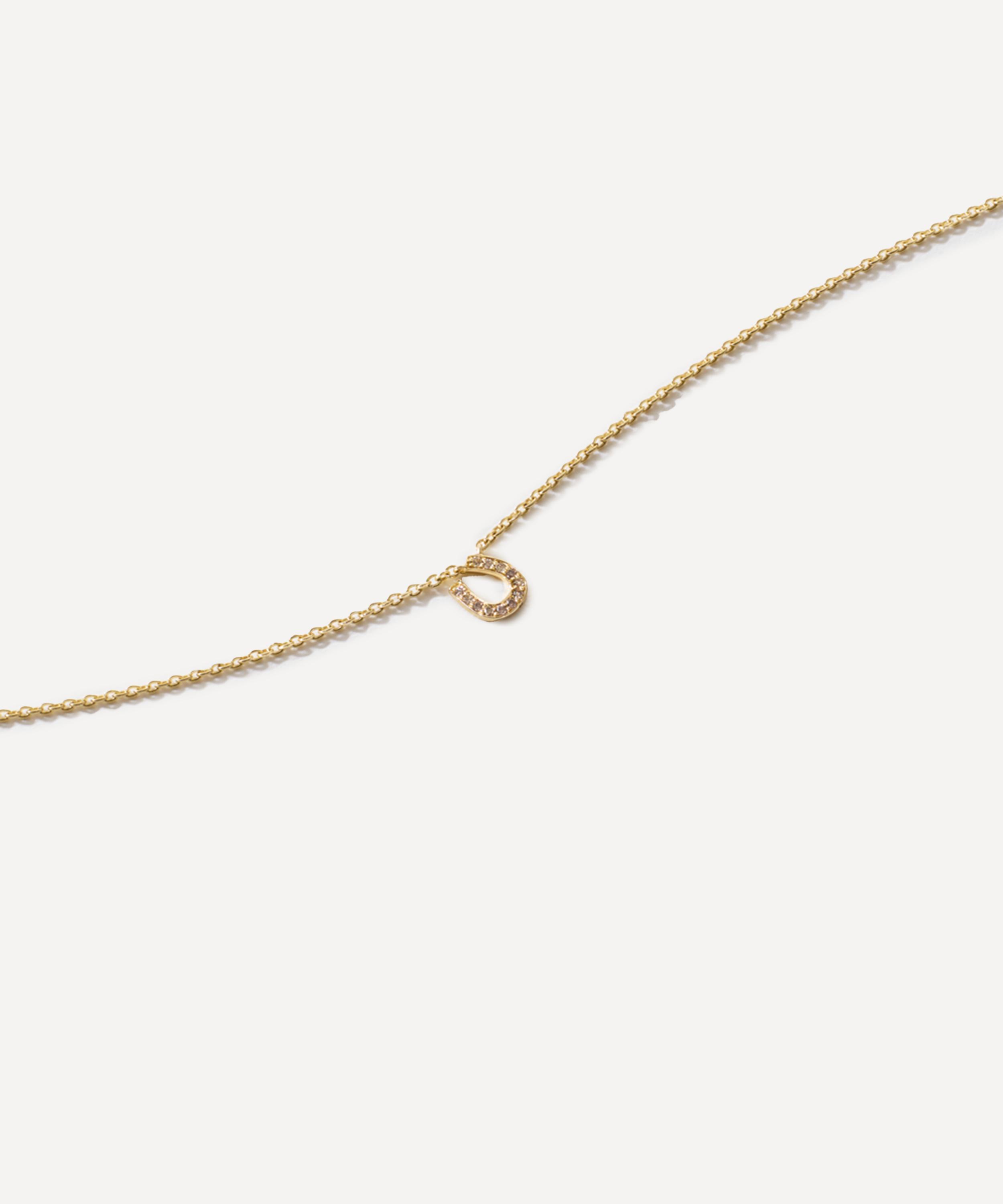 Roxanne First 14ct Gold Brown Diamond Horseshoe Pendant Necklace