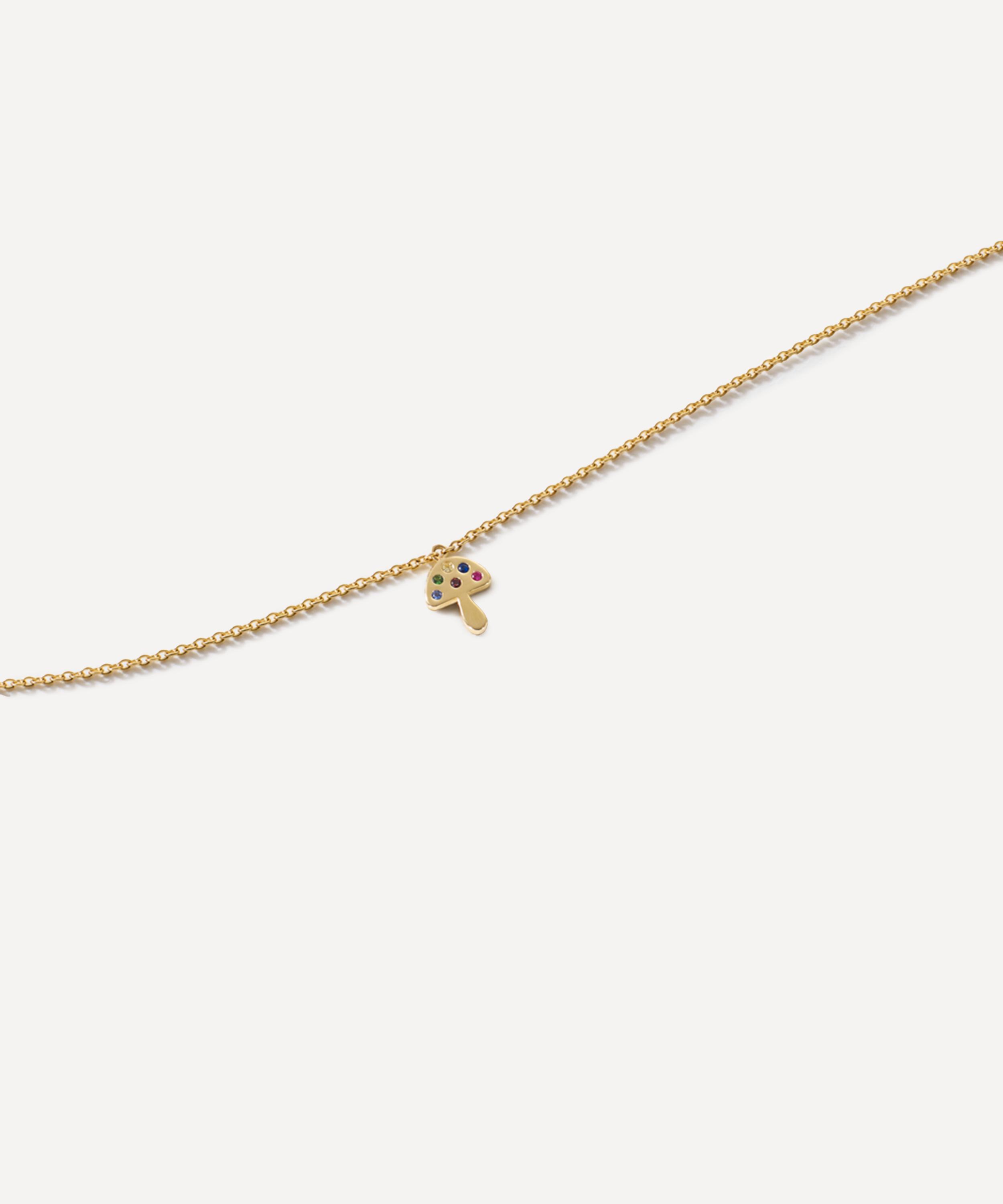 Roxanne First 14ct Gold Rainbow Sapphire Mushroom Pendant Necklace