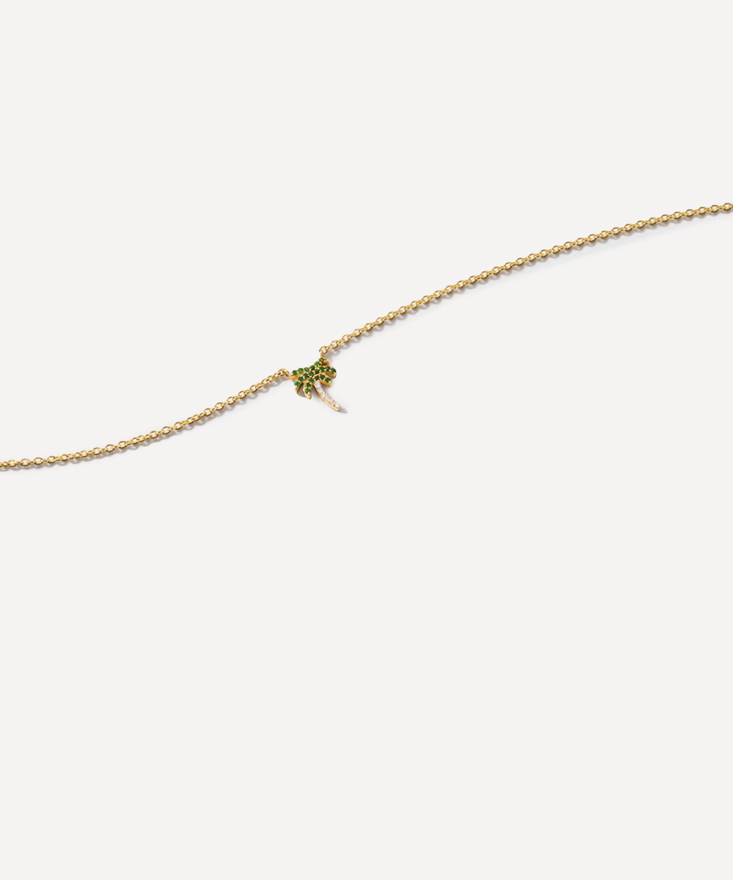 Roxanne First 14ct Gold Tsavorite And Diamond Palm Tree Pendant Necklace