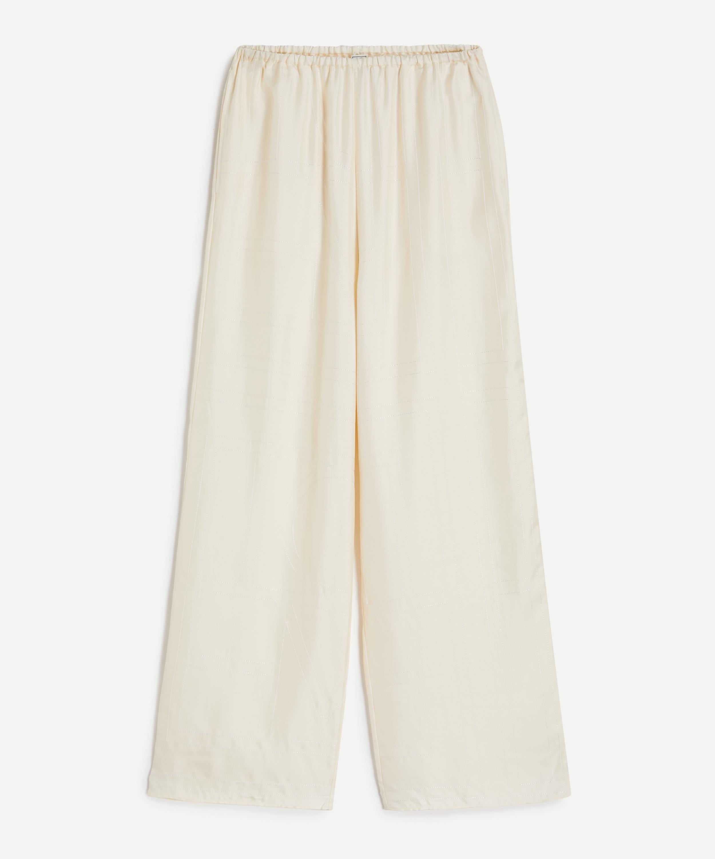Totême Toteme Women's Cream Monogram Silk Pj Bottoms
