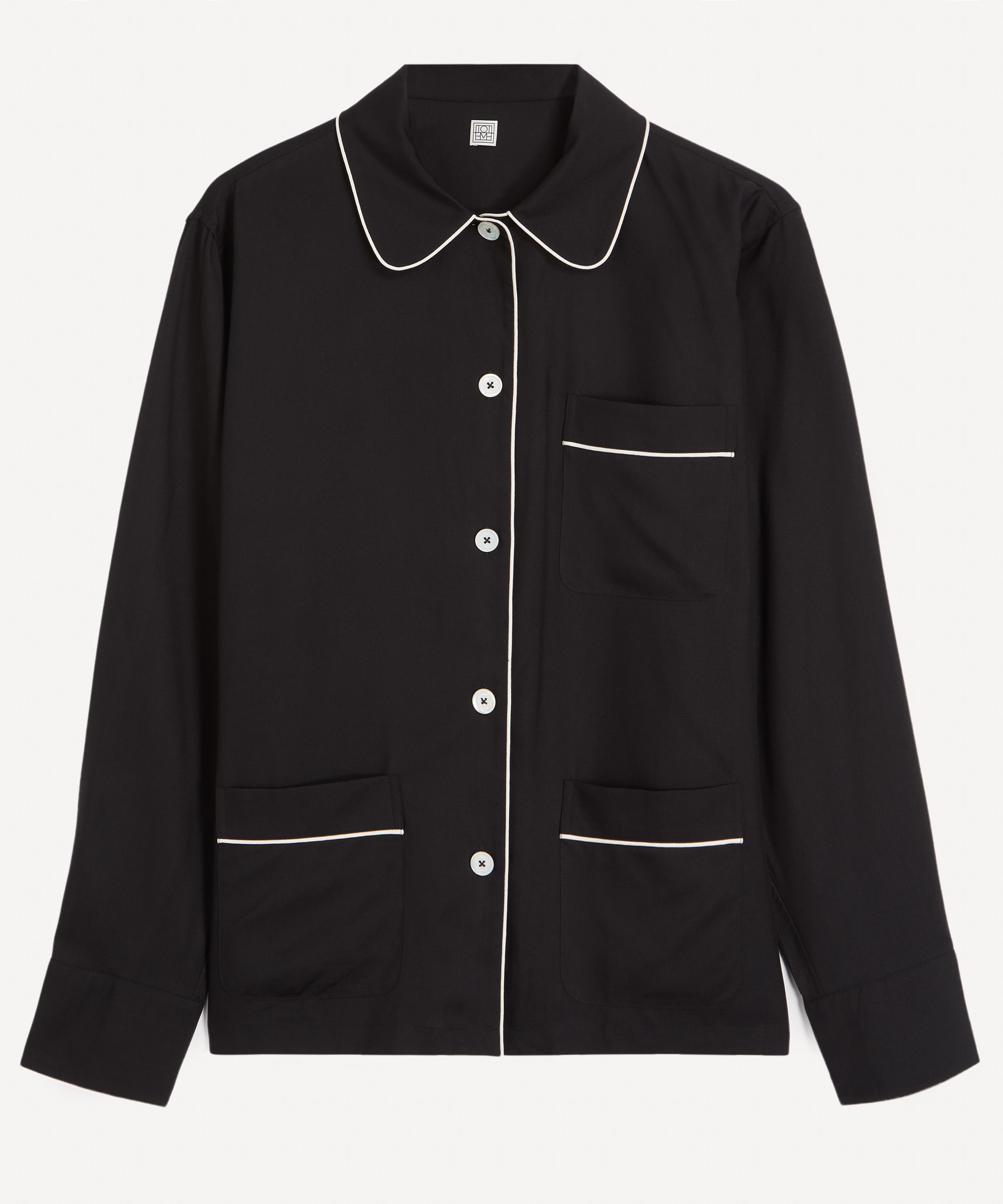 Totême Toteme Women's Black Piped Silk Pyjama Top