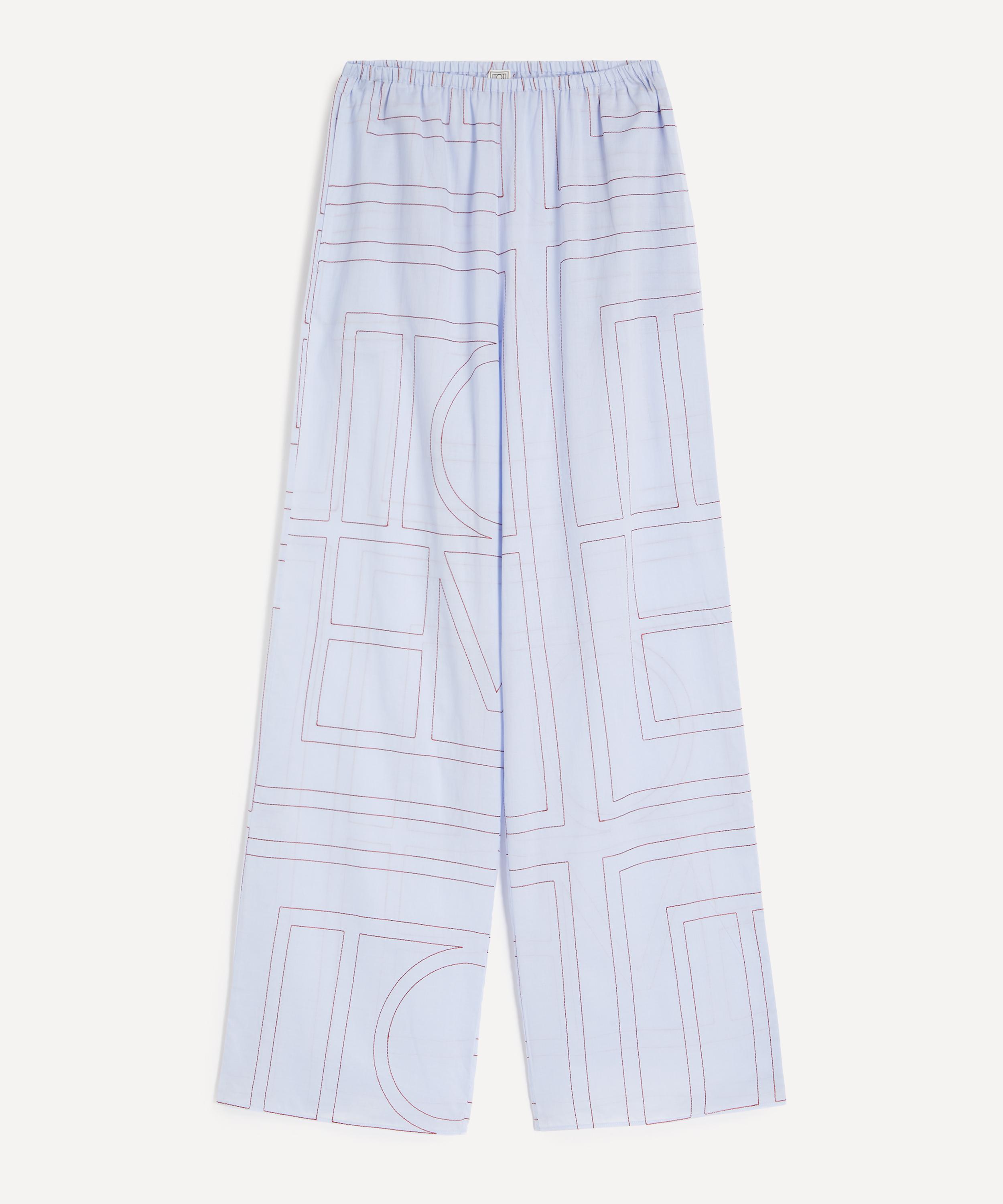 Totême Toteme Women's Sky Monogram Cotton-blend Pj Bottoms