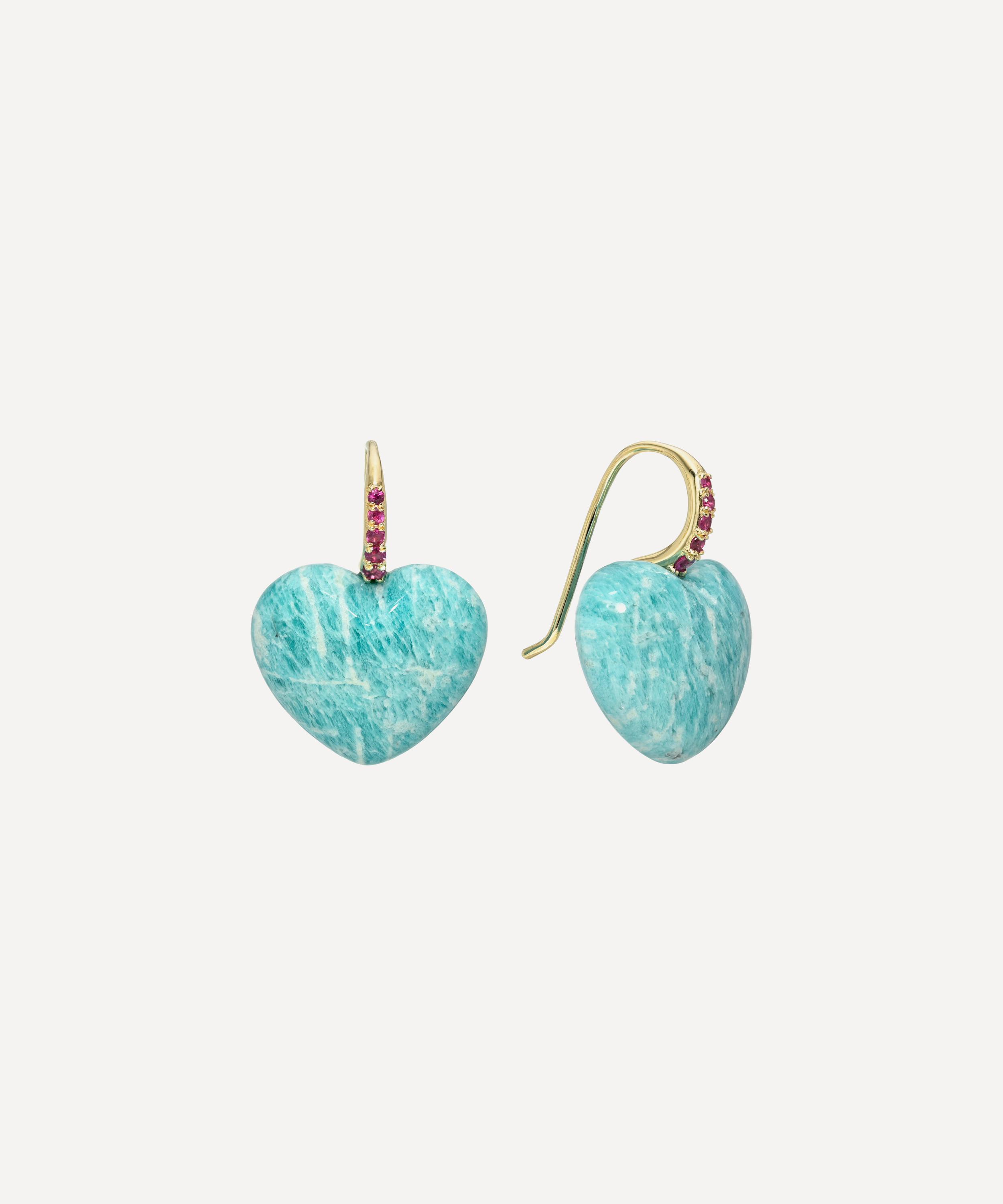 Rachel Quinn 14ct Gold Amazonite Heart Dollop Drop Earrings