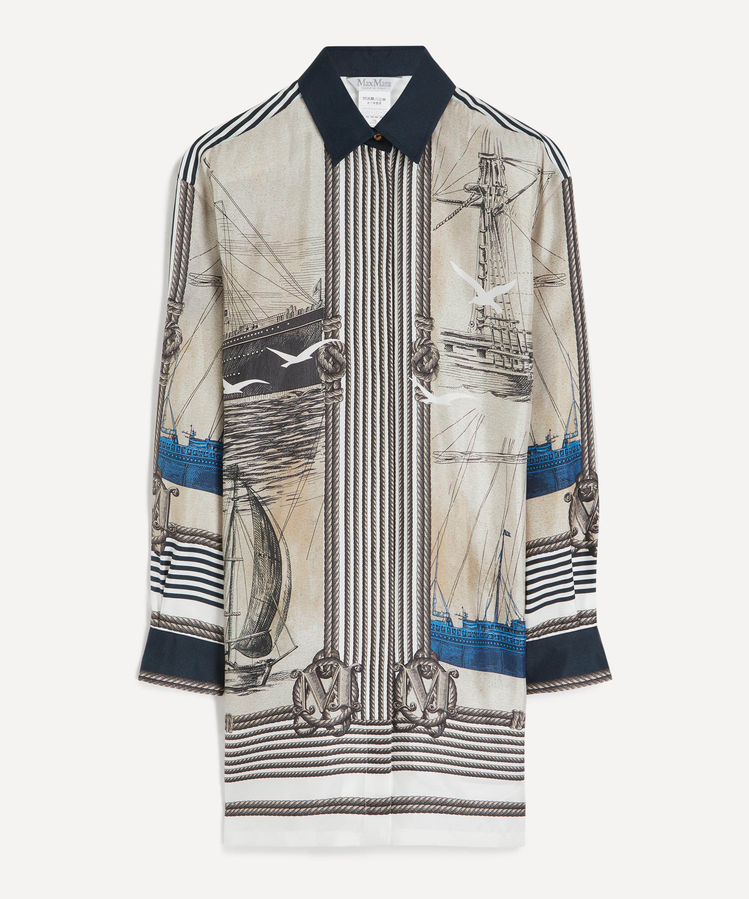 Max Mara Mxmteglia Printed Silk Shirt In Stone