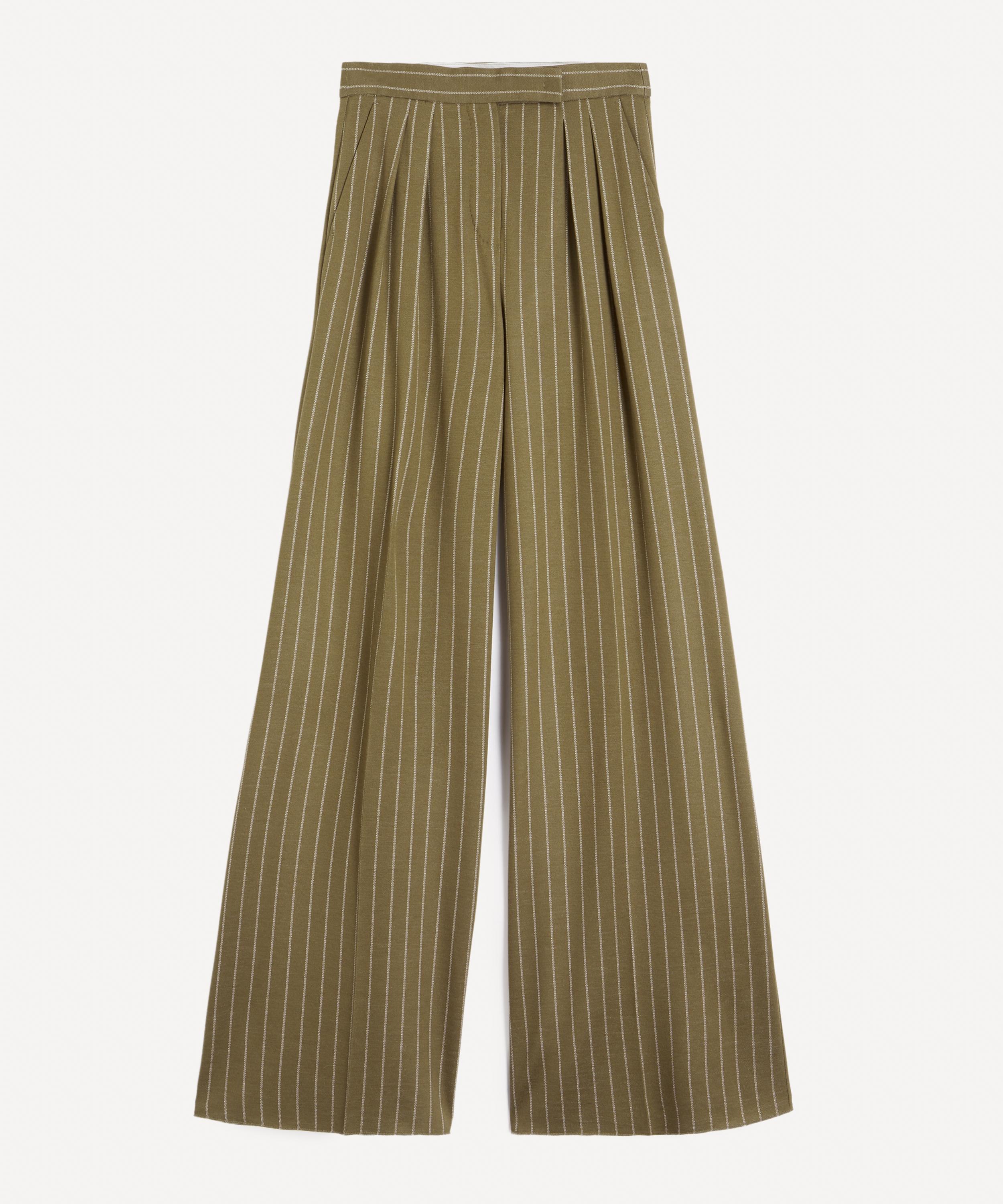 Max Mara Women's Rio Pinstripe Wide-leg Trousers In Khaki