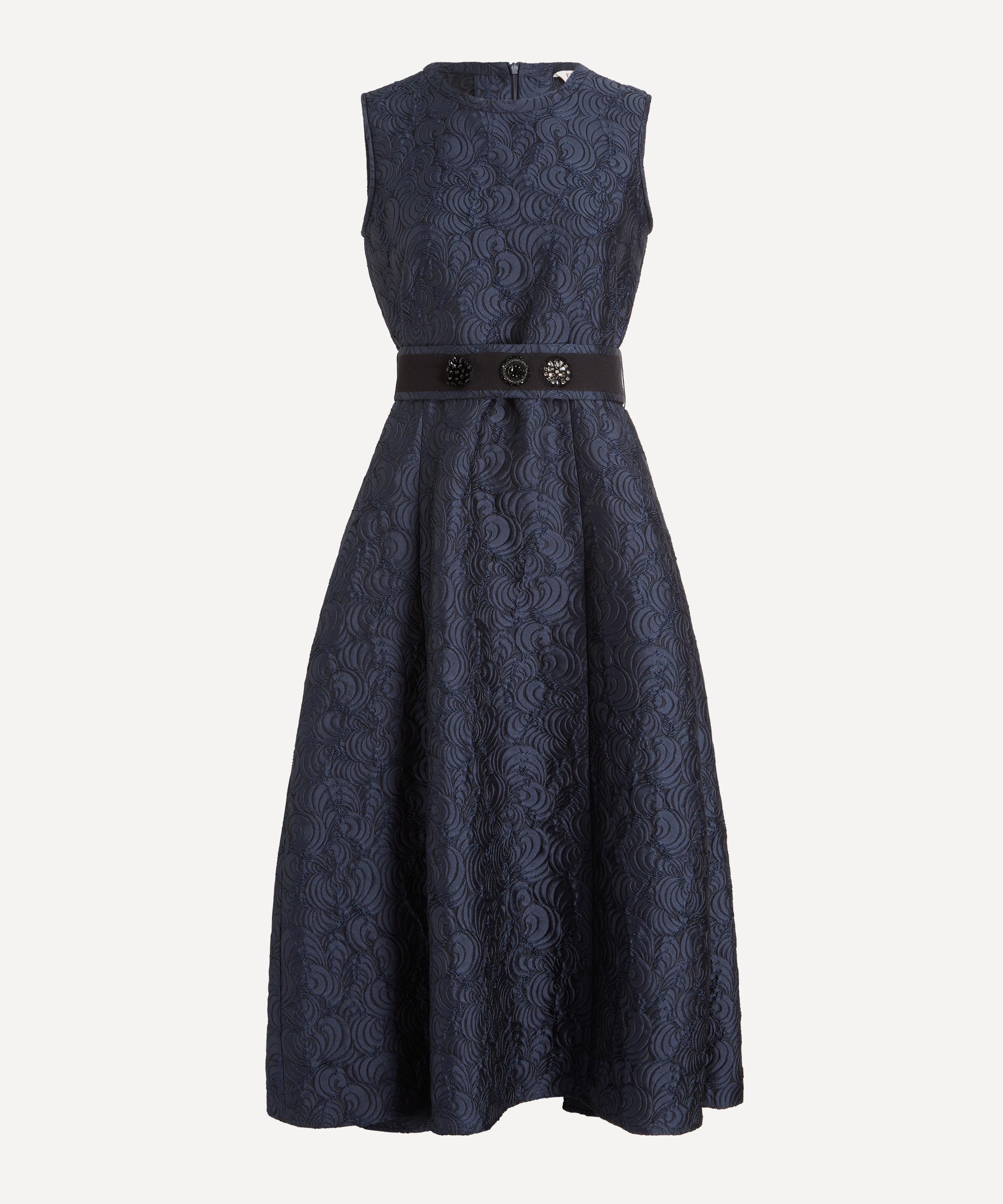 S Max Mara Women's Midnight Sax Sleeveless Jacquard Midi Dress