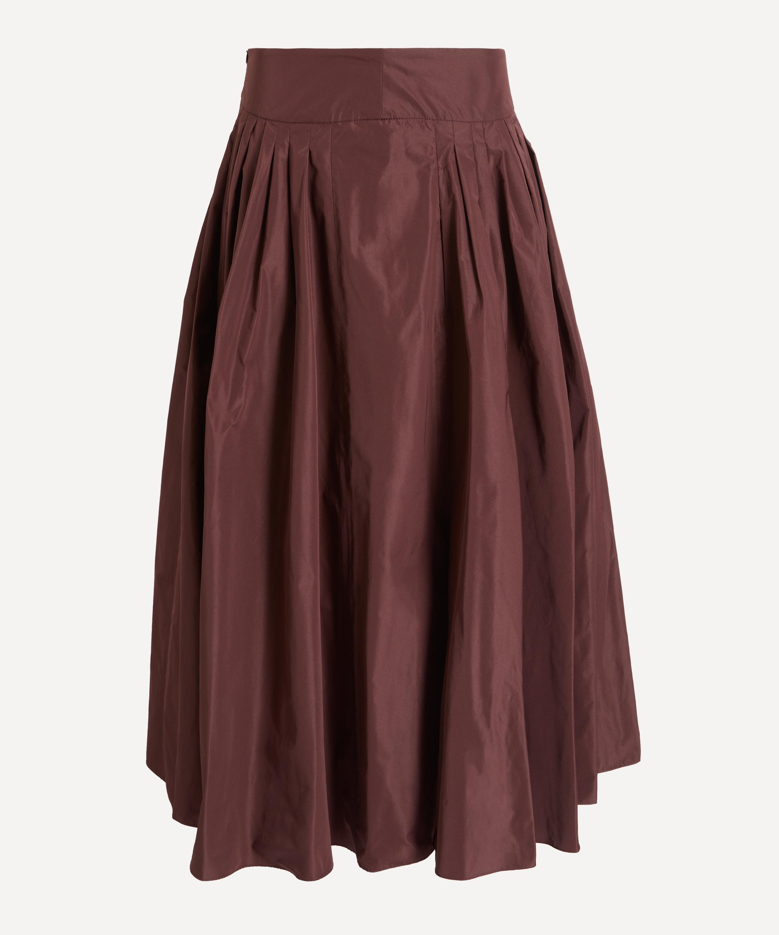 S Max Mara Women's Bordeaux Romina Taffeta Pleated Skirt