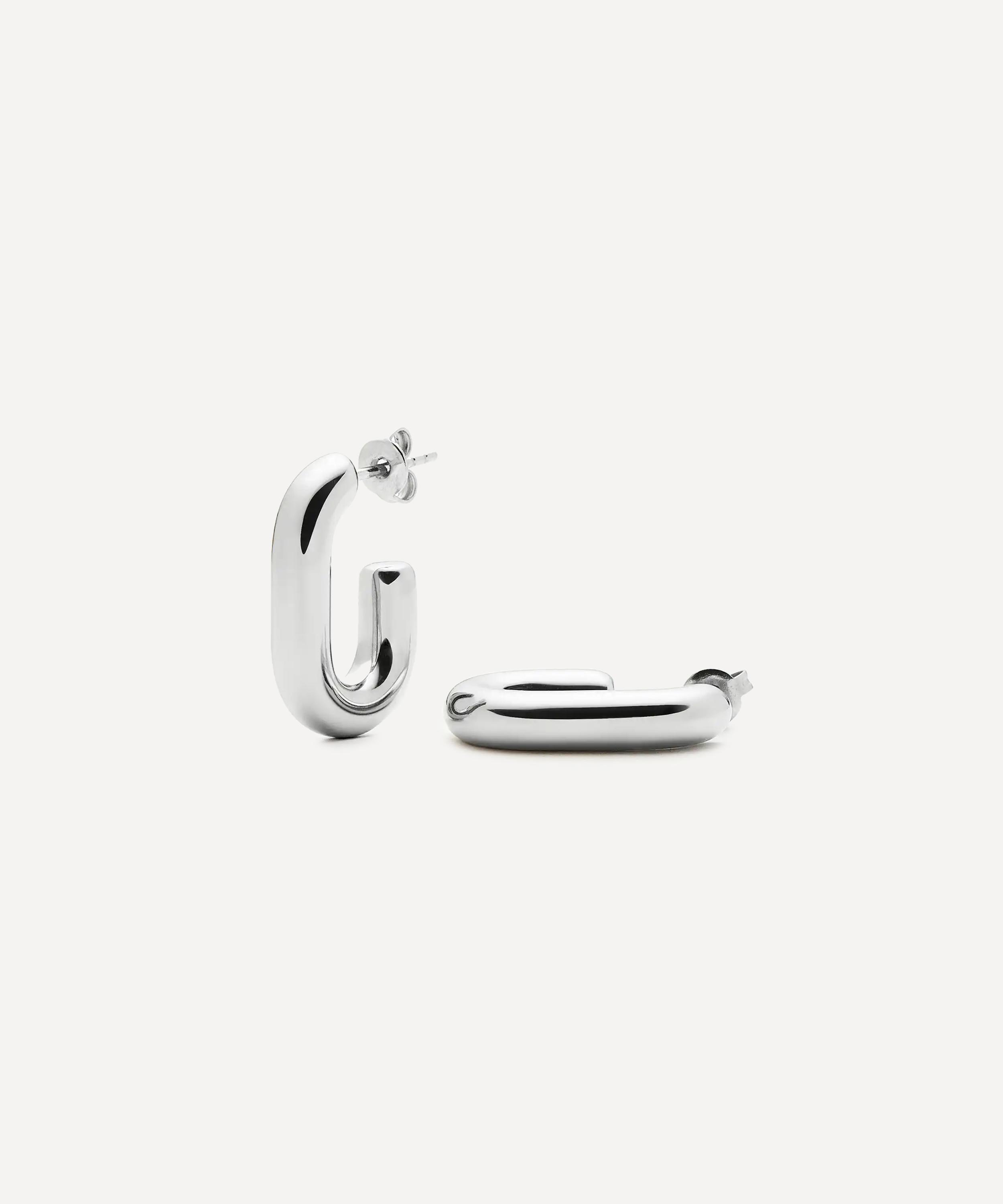 Missoma Platinum-plated Chubby Oval Medium Hoop Earrings In Silver