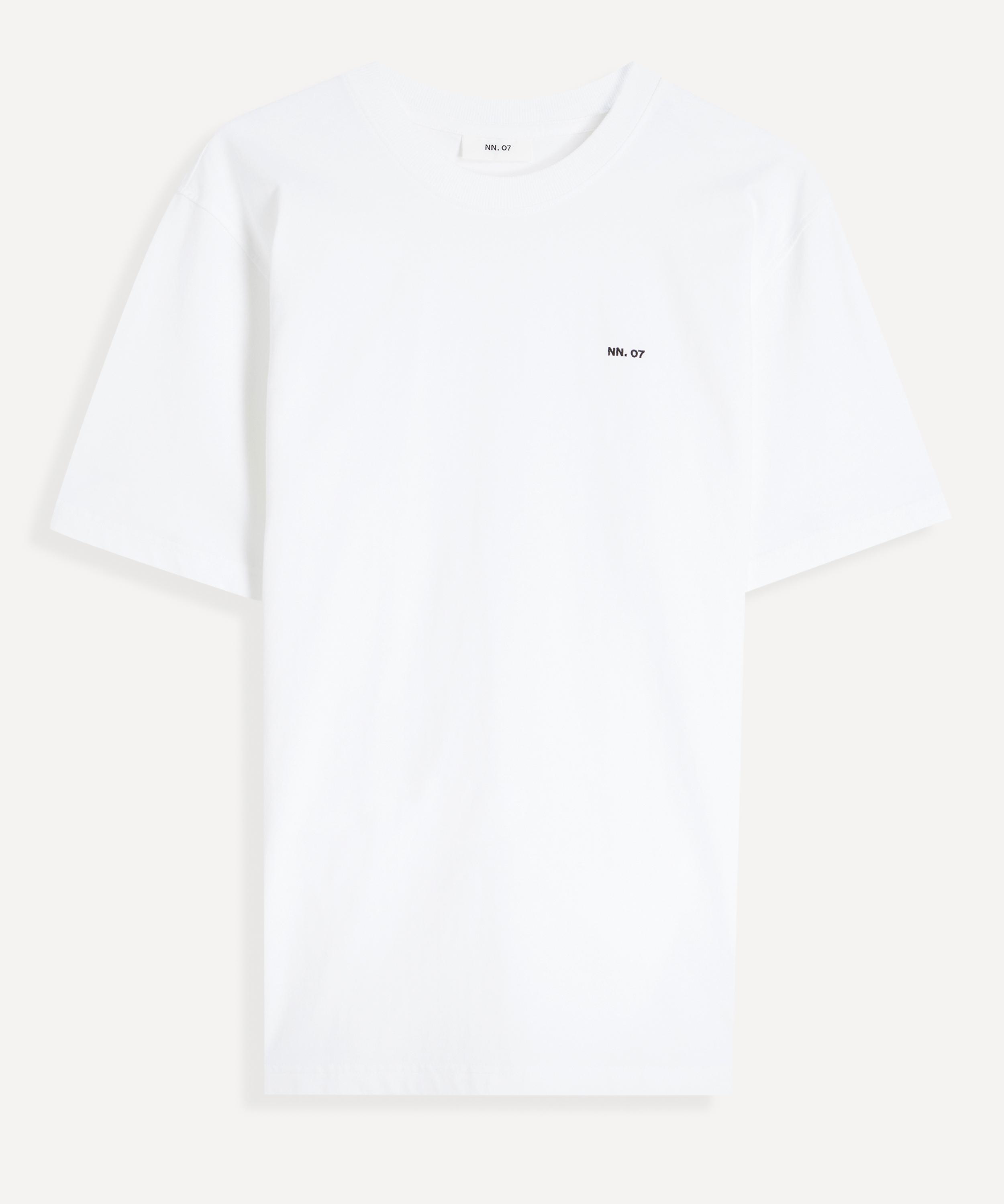 Nn07 Nn.07 Mens Adam Casual Embroidered Logo Pima Cotton T-shirt In White