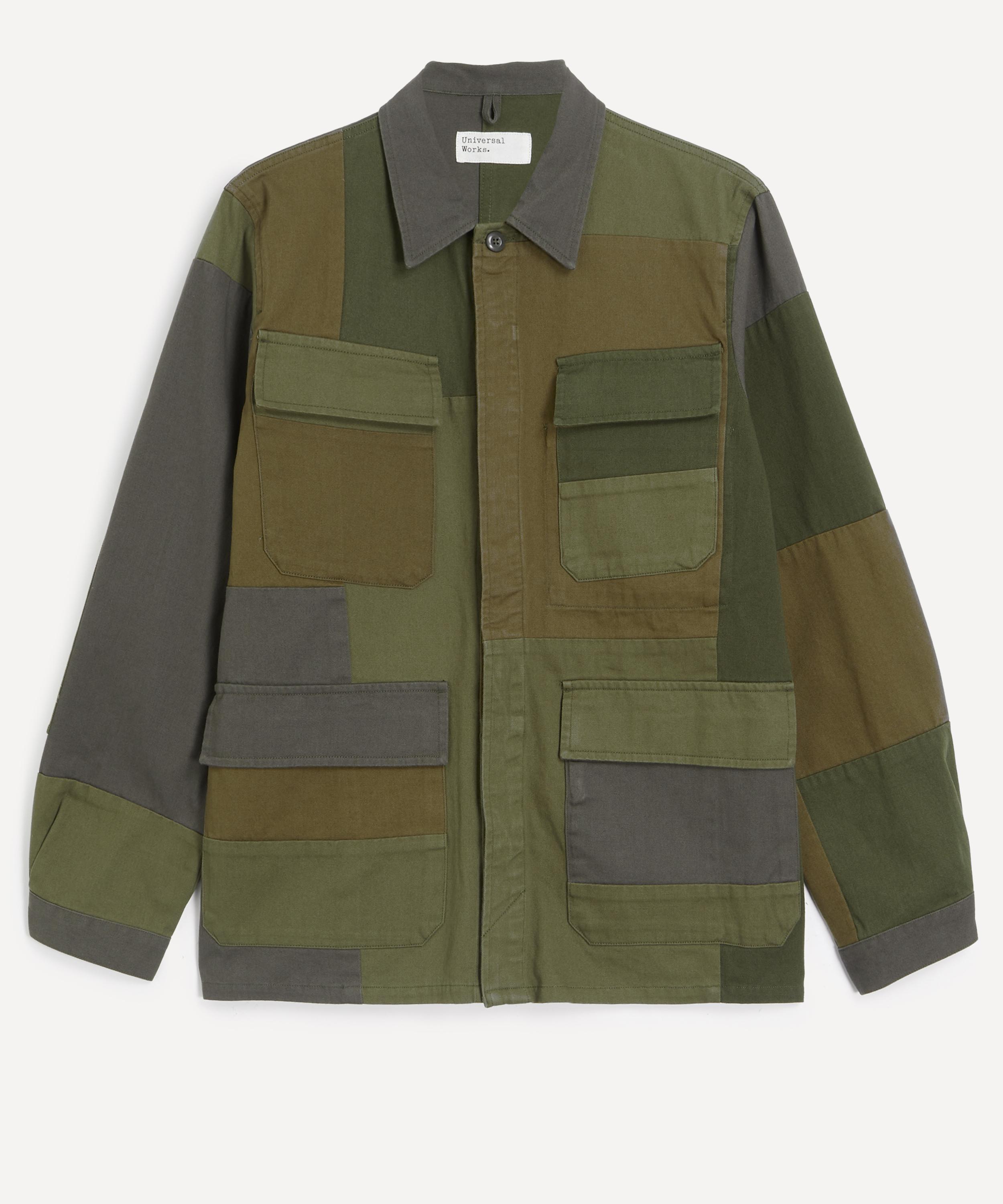 Universal Works Mens Patchwork Twill Fatigue Jacket In Olive